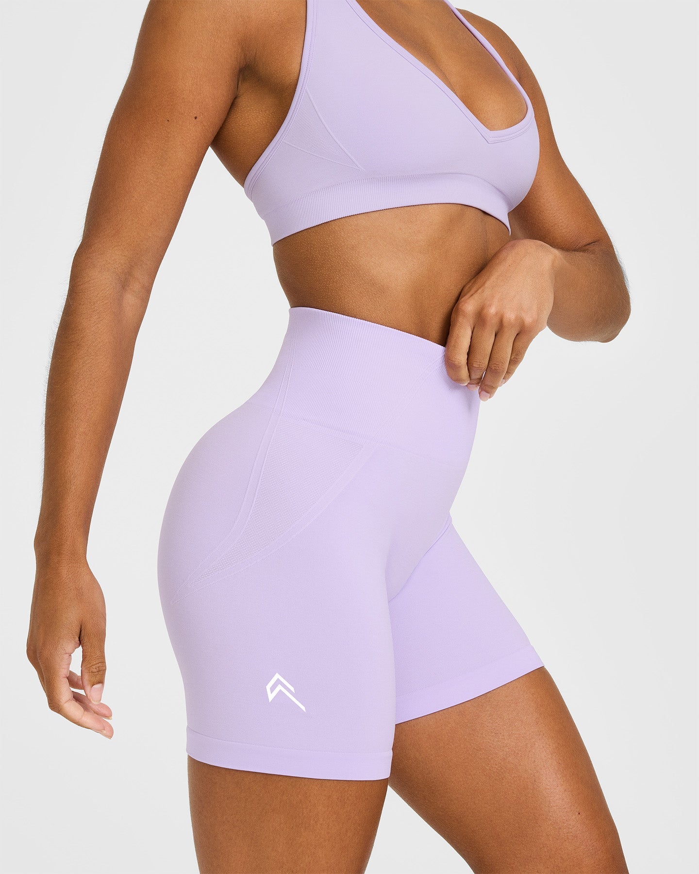 EffortlessLift Seamless Shorts with White Logo | Lavender Purple - Image 5