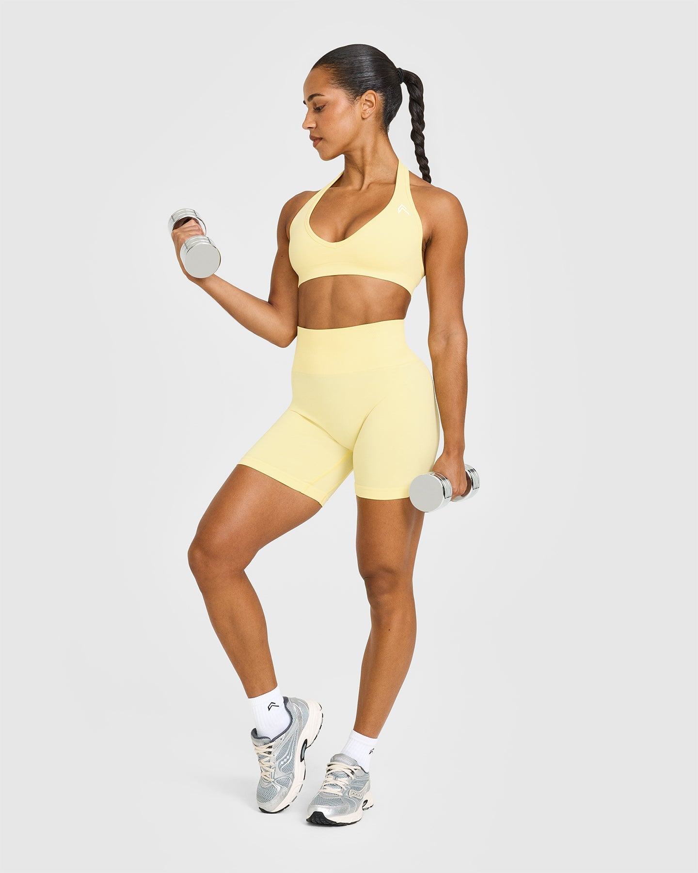EffortlessLift Seamless Shorts with White Logo | Sherbert Yellow - Image 3