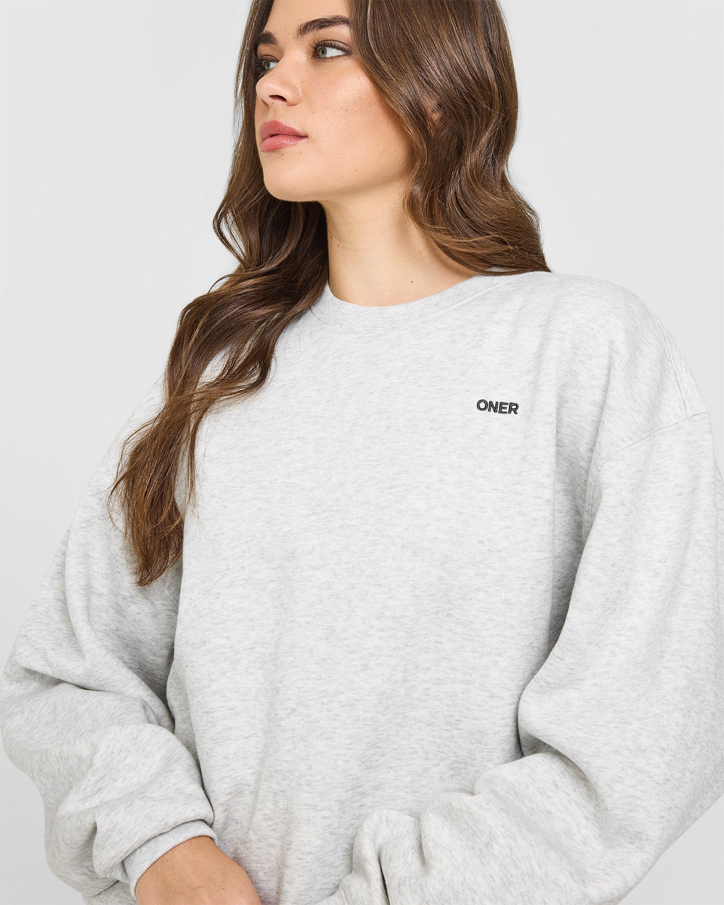 Alternative view of Foundations Crew Neck Sweatshirt | Light Grey Marl