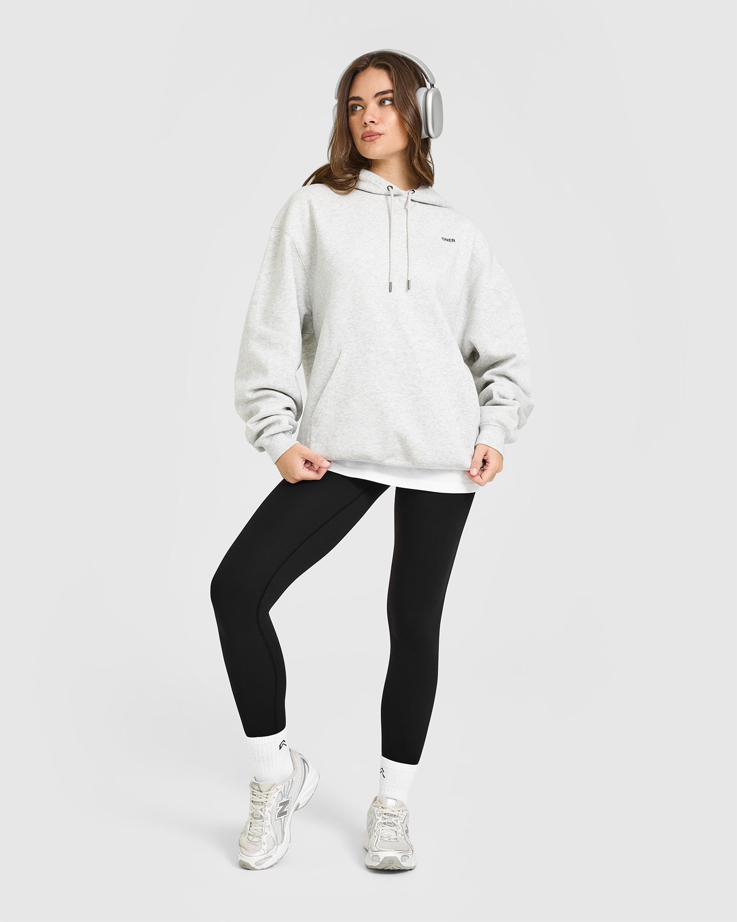Foundations Oversized Hoodie | Light Grey Marl - Image 3