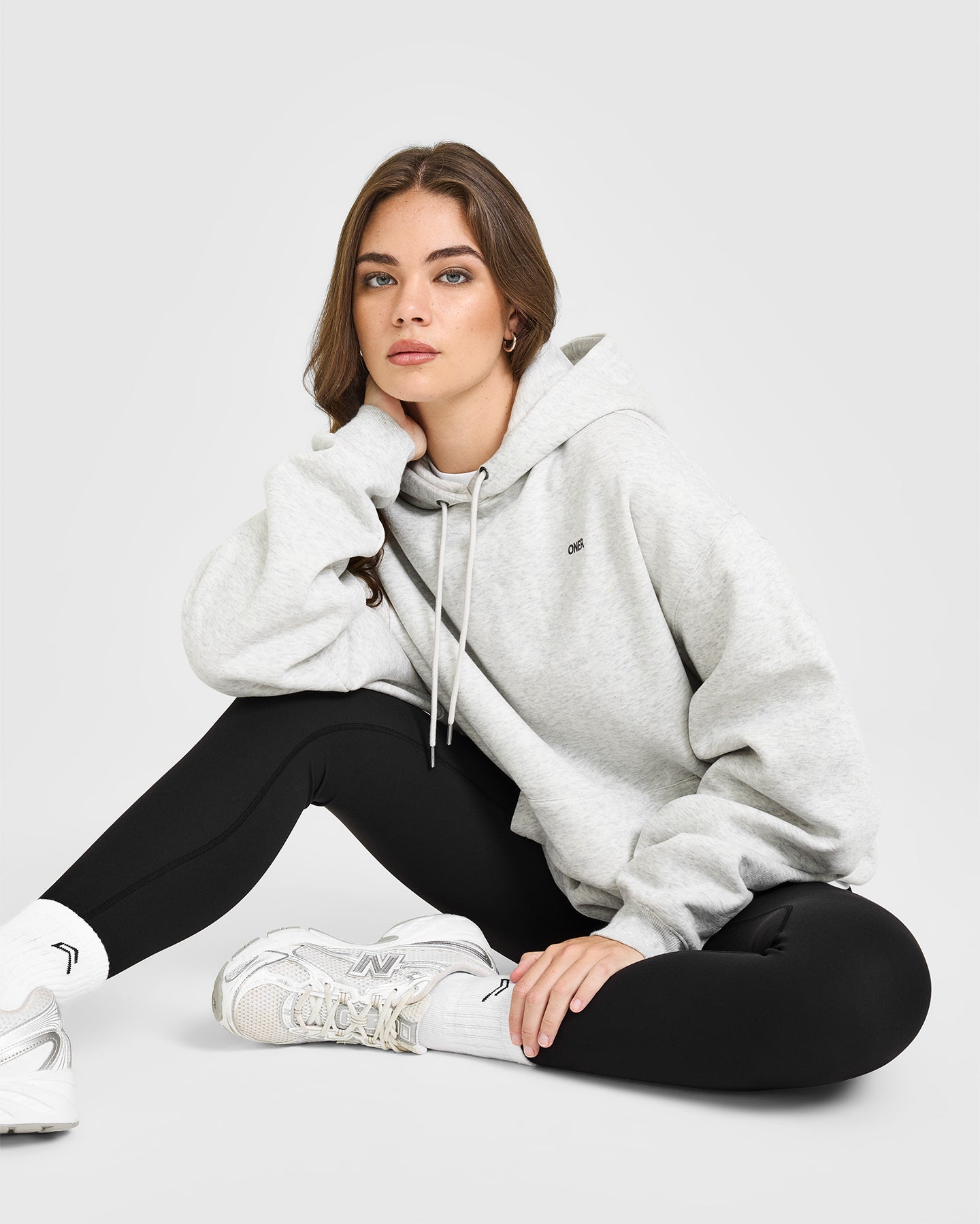 Alternative view of Foundations Oversized Hoodie | Light Grey Marl