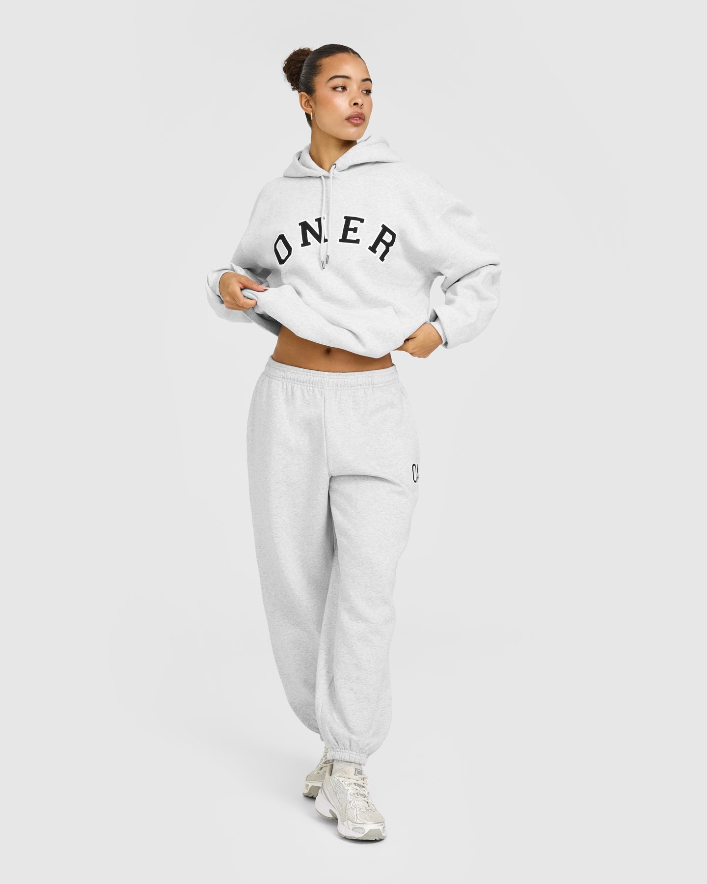 Foundations Oversized Oner Girlfriend Joggers | Light Grey Marl - Image 3