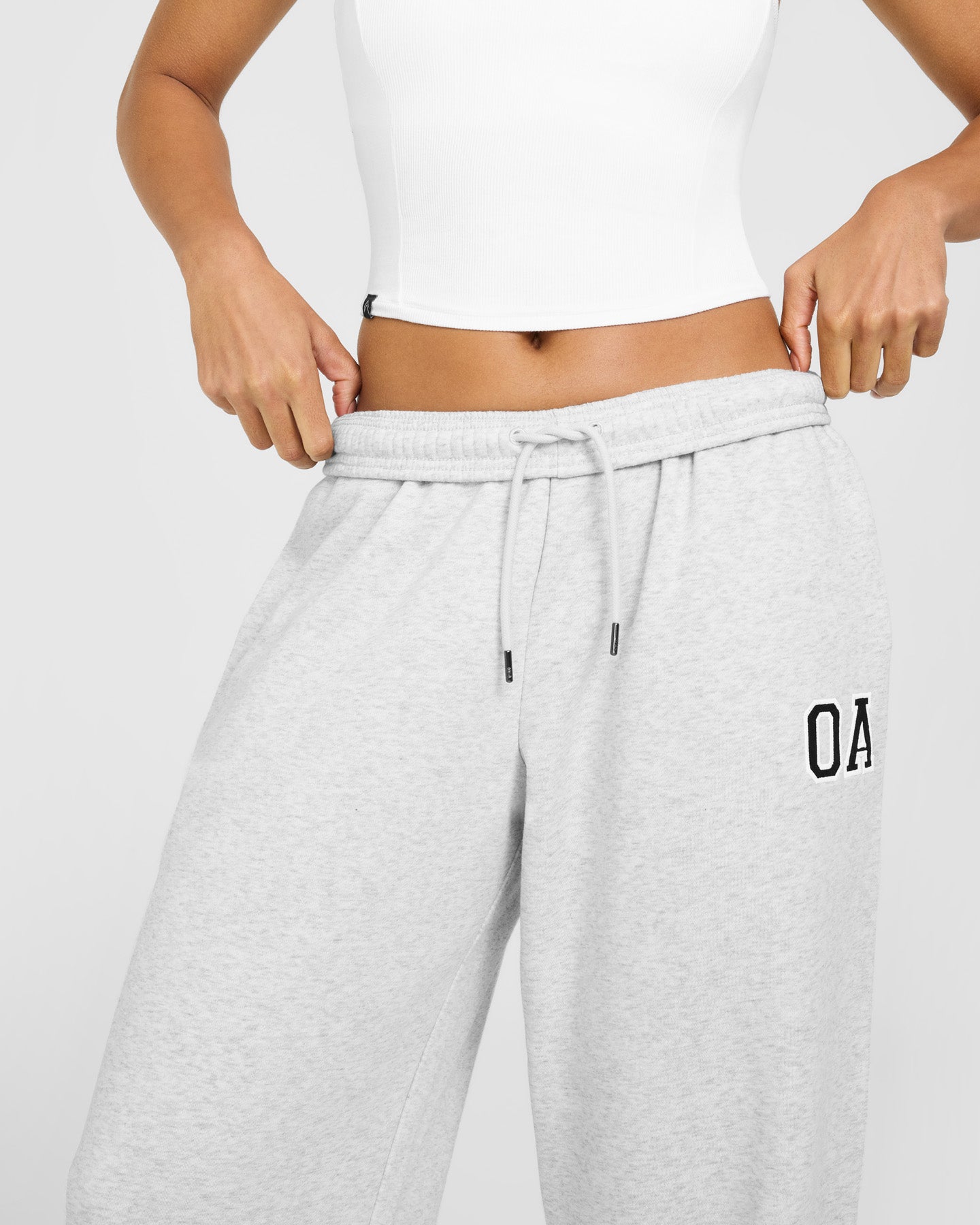 Foundations Oversized Oner Girlfriend Straight Leg Joggers | Light Grey Marl - Image 6