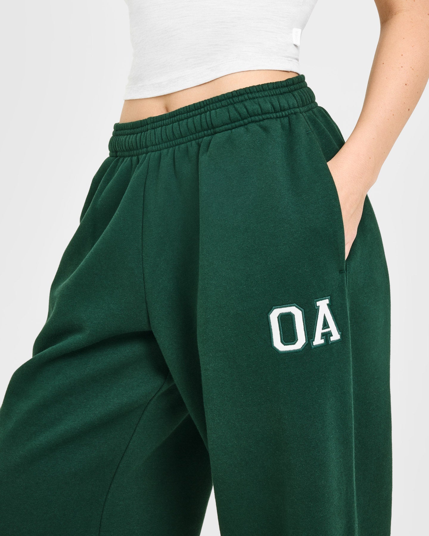 Foundations Oversized Oner Girlfriend Straight Leg Joggers | Racing Green - Image 5