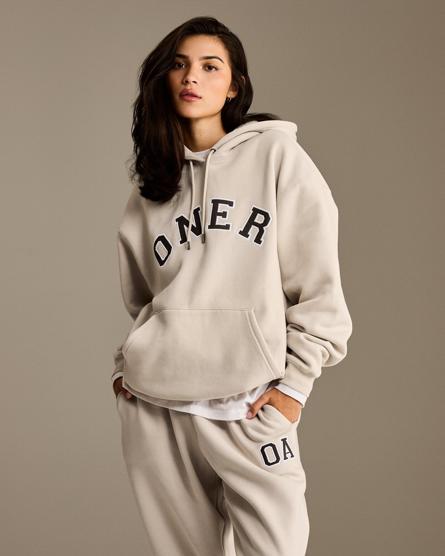 Alternative view of Foundations Oversized Oner Girlfriend Straight Leg Joggers | Sand