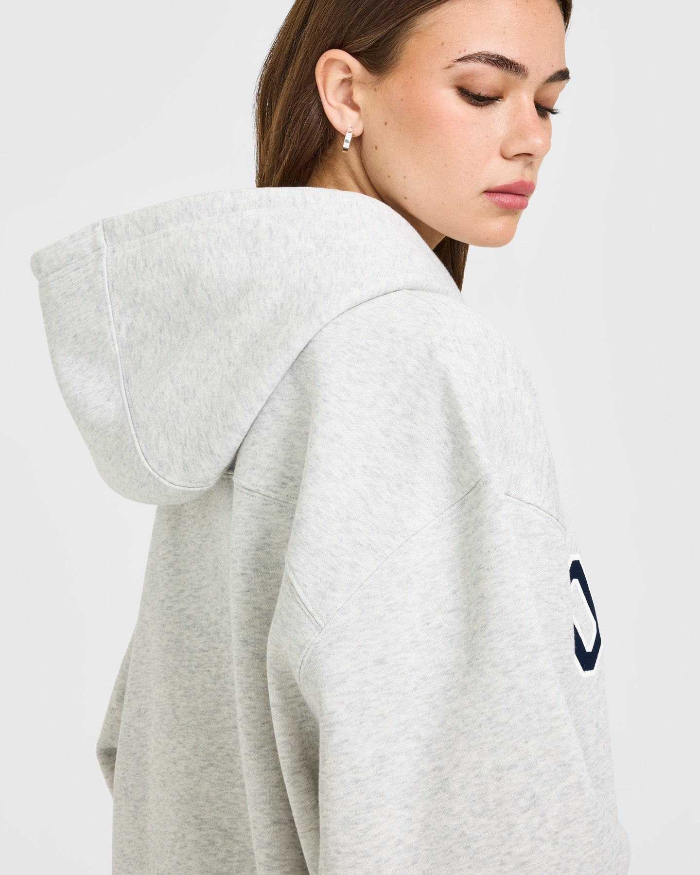 Foundations Oversized Oner Girlfriend Hoodie | Light Grey Marl - Image 4