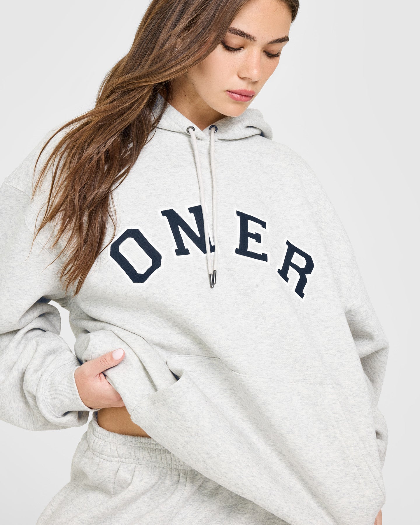 Foundations Oversized Oner Girlfriend Hoodie | Light Grey Marl - Image 5