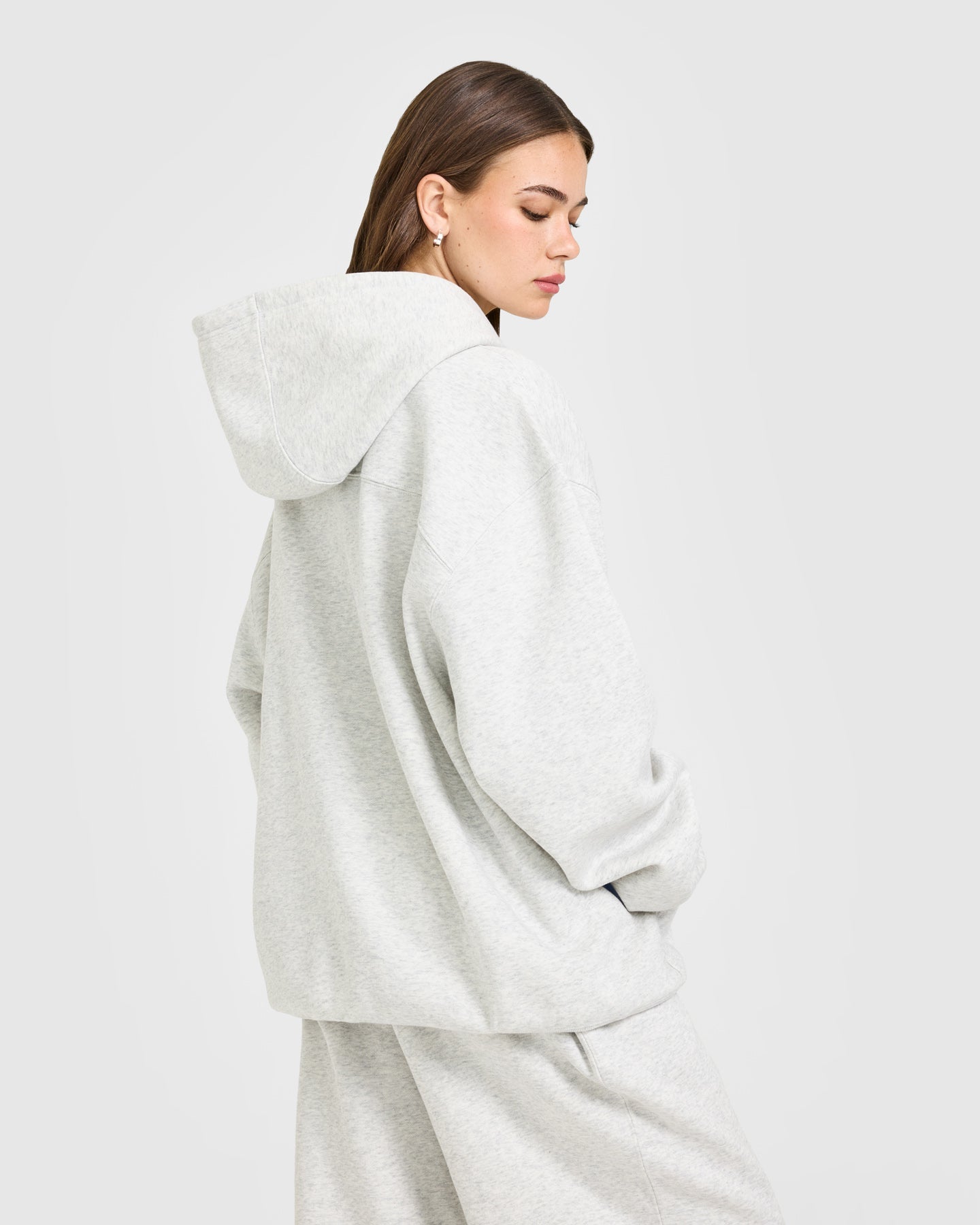 Foundations Oversized Oner Girlfriend Hoodie | Light Grey Marl - Image 6