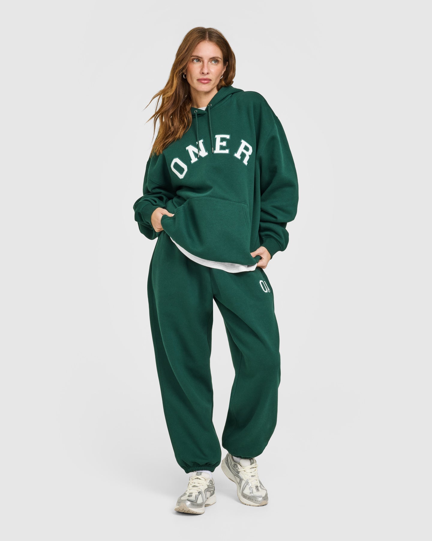 Foundations Oversized Oner Girlfriend Hoodie | Racing Green - Image 3