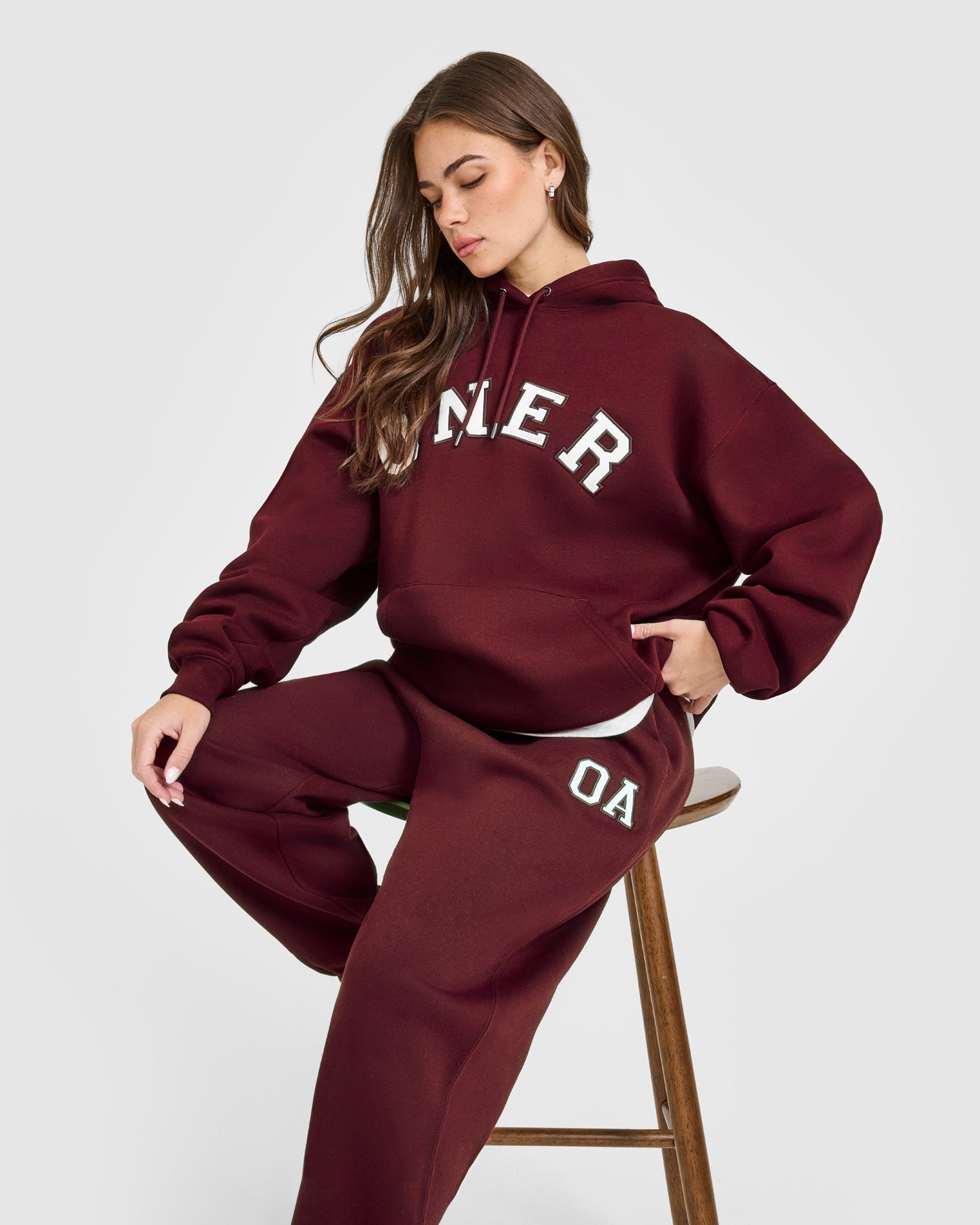 Foundations Oversized Oner Girlfriend Hoodie | Rosewood - Image 6
