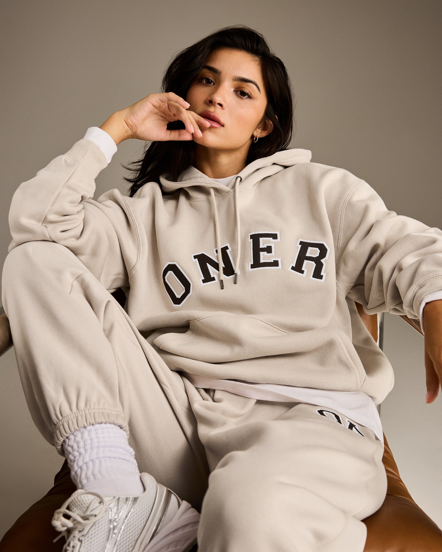 Alternative view of Foundations Oversized Oner Girlfriend Hoodie | Sand