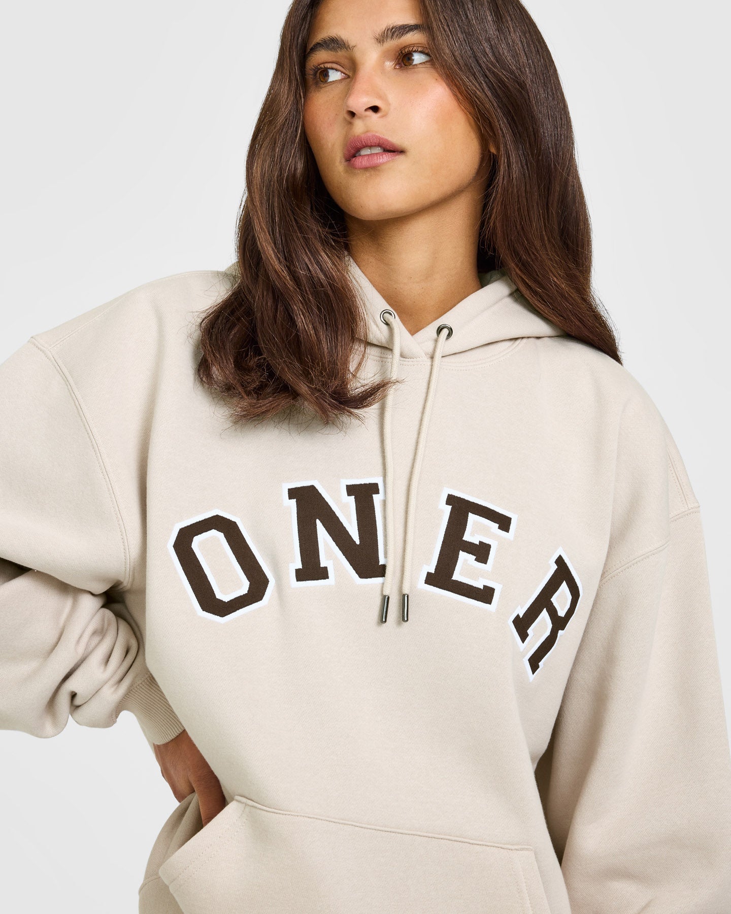 Foundations Oversized Oner Girlfriend Hoodie | Sand - Image 5