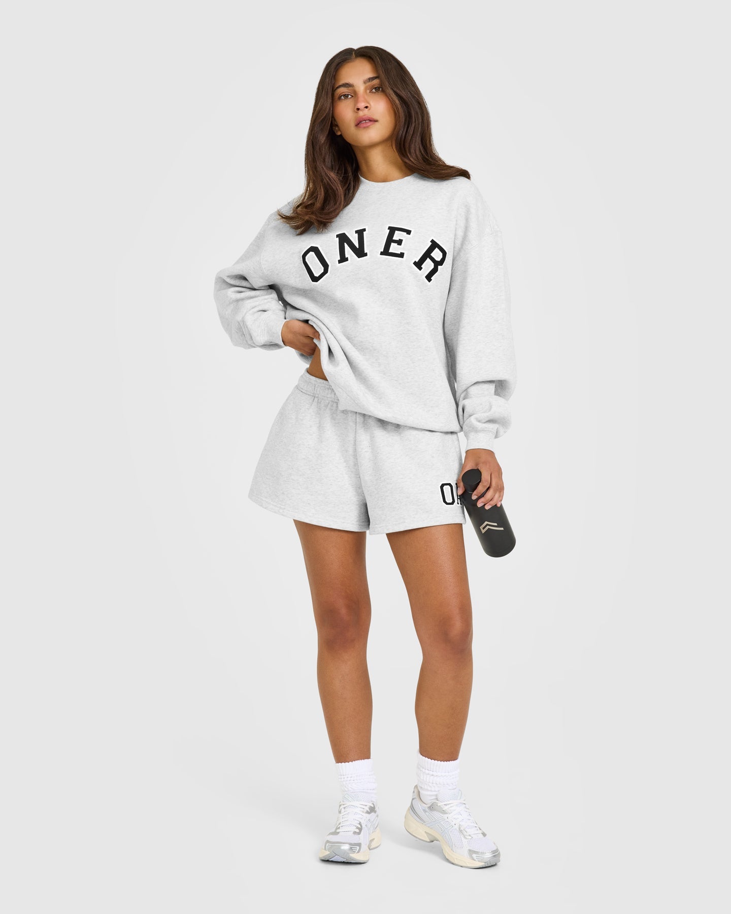 Foundations Oversized Oner Girlfriend Sweatshirt | Light Grey Marl - Image 3
