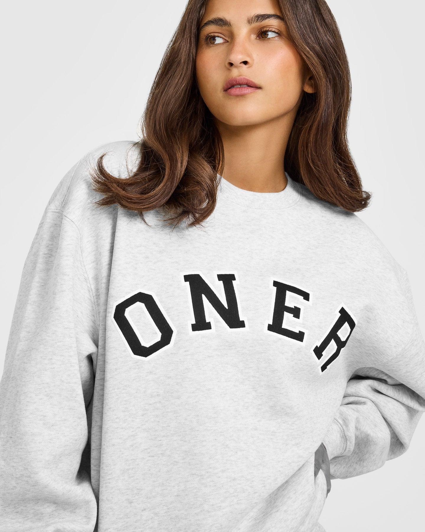 Alternative view of Foundations Oversized Oner Girlfriend Sweatshirt | Light Grey Marl