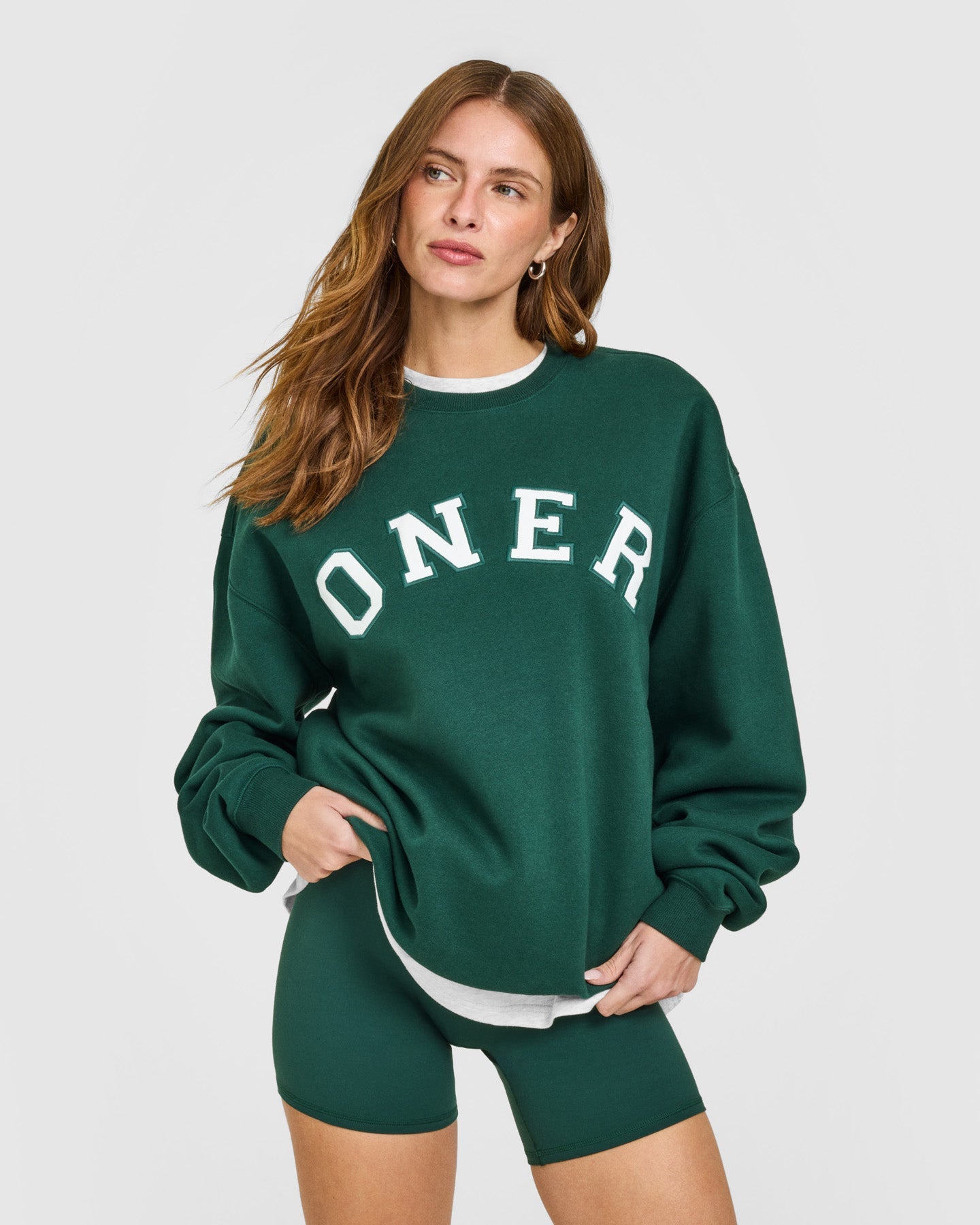 Foundations Oversized Oner Girlfriend Sweatshirt | Racing Green