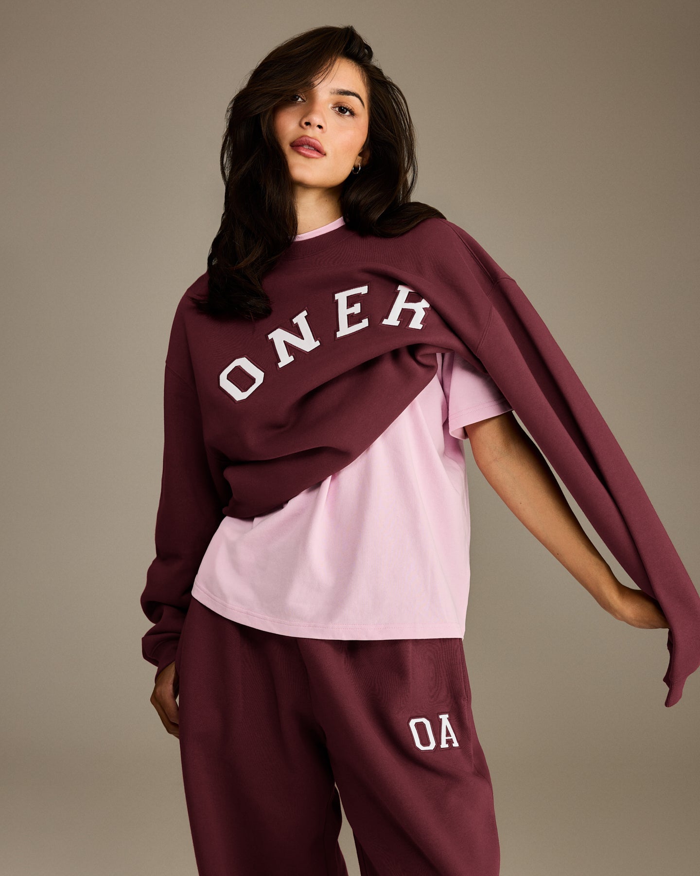 Alternative view of Foundations Oversized Oner Girlfriend Sweatshirt | Rosewood