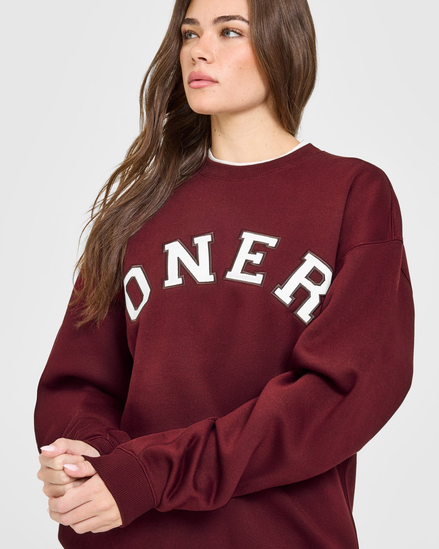 Foundations Oversized Oner Girlfriend Sweatshirt | Rosewood - Image 5