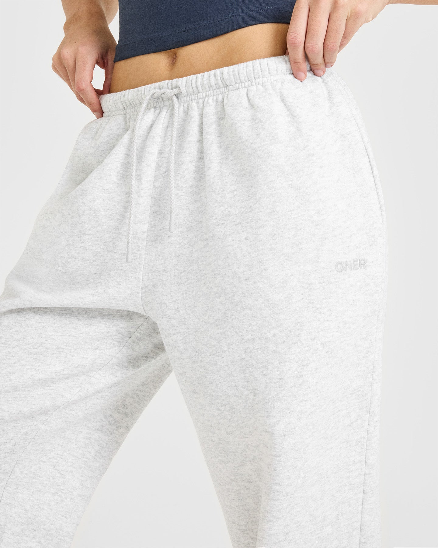 Mid Weight Relaxed Joggers | Light Grey Marl - Image 5