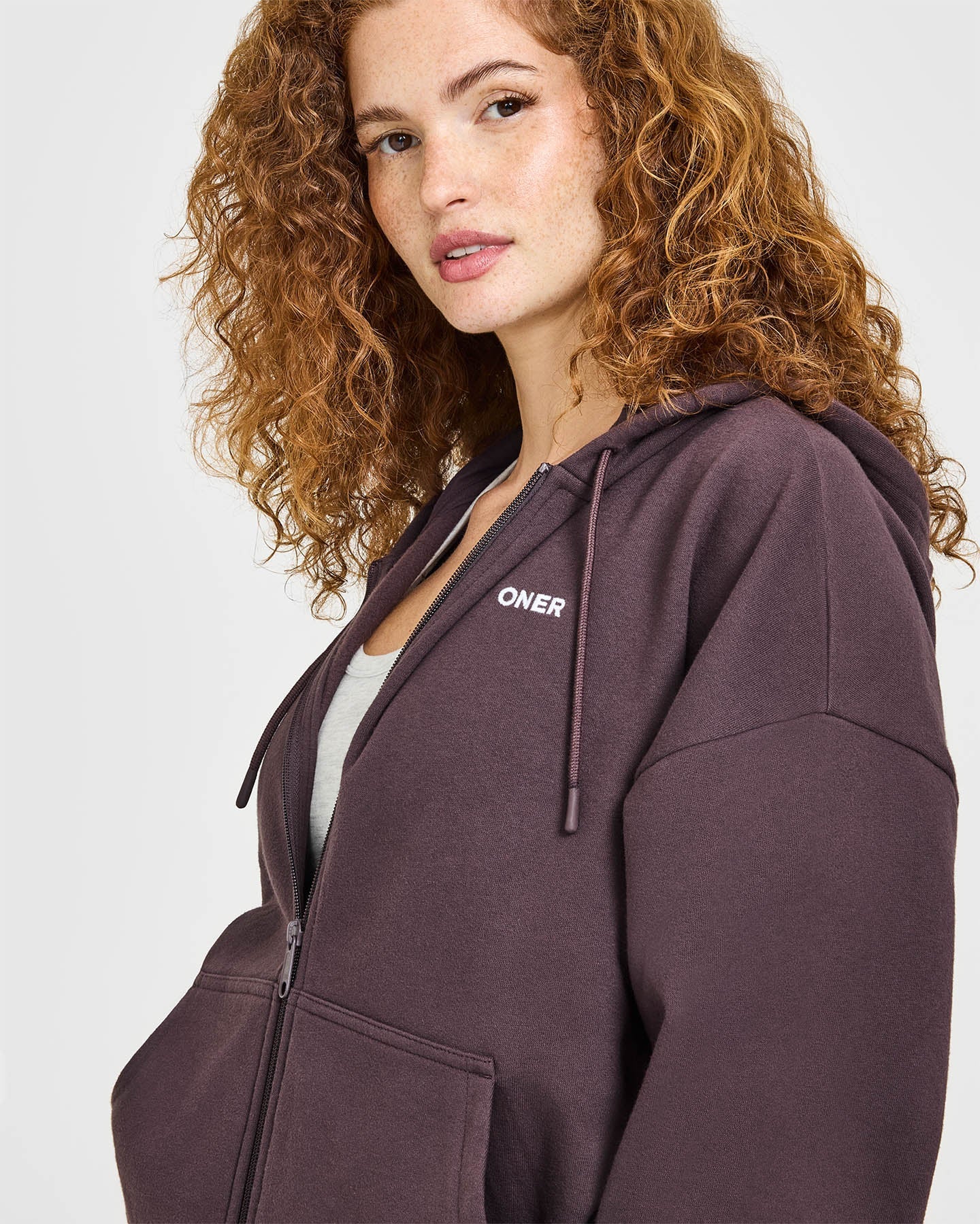 Mid Weight Relaxed Zip Through Hoodie | Umber Brown - Image 5