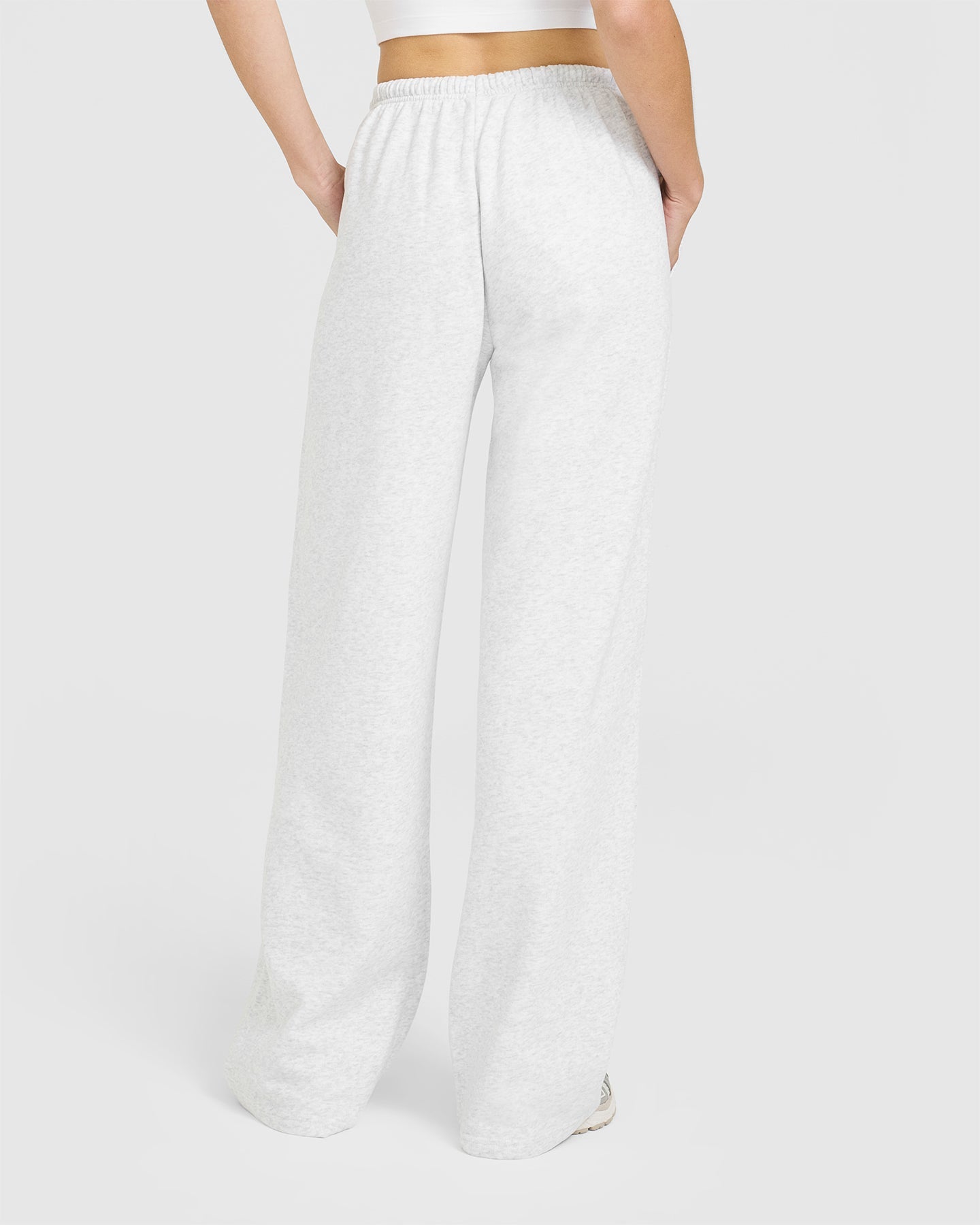 Alternative view of Mid Weight Relaxed Straight Leg Joggers | Light Grey Marl