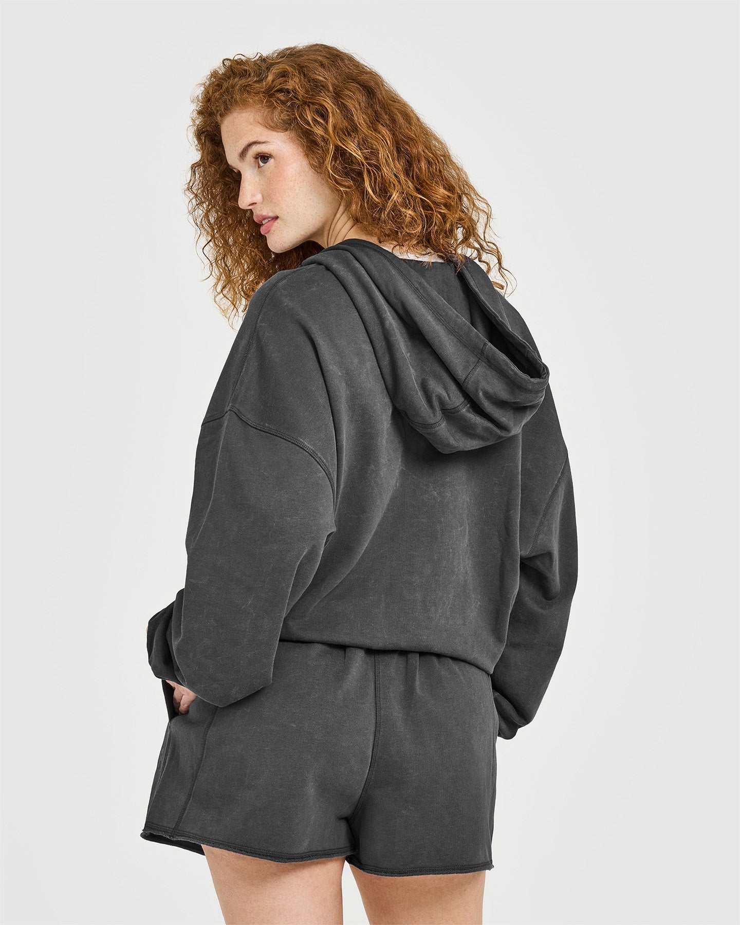 Alternative view of Raw Lounge Oversized Zip Hoodie | Washed Black