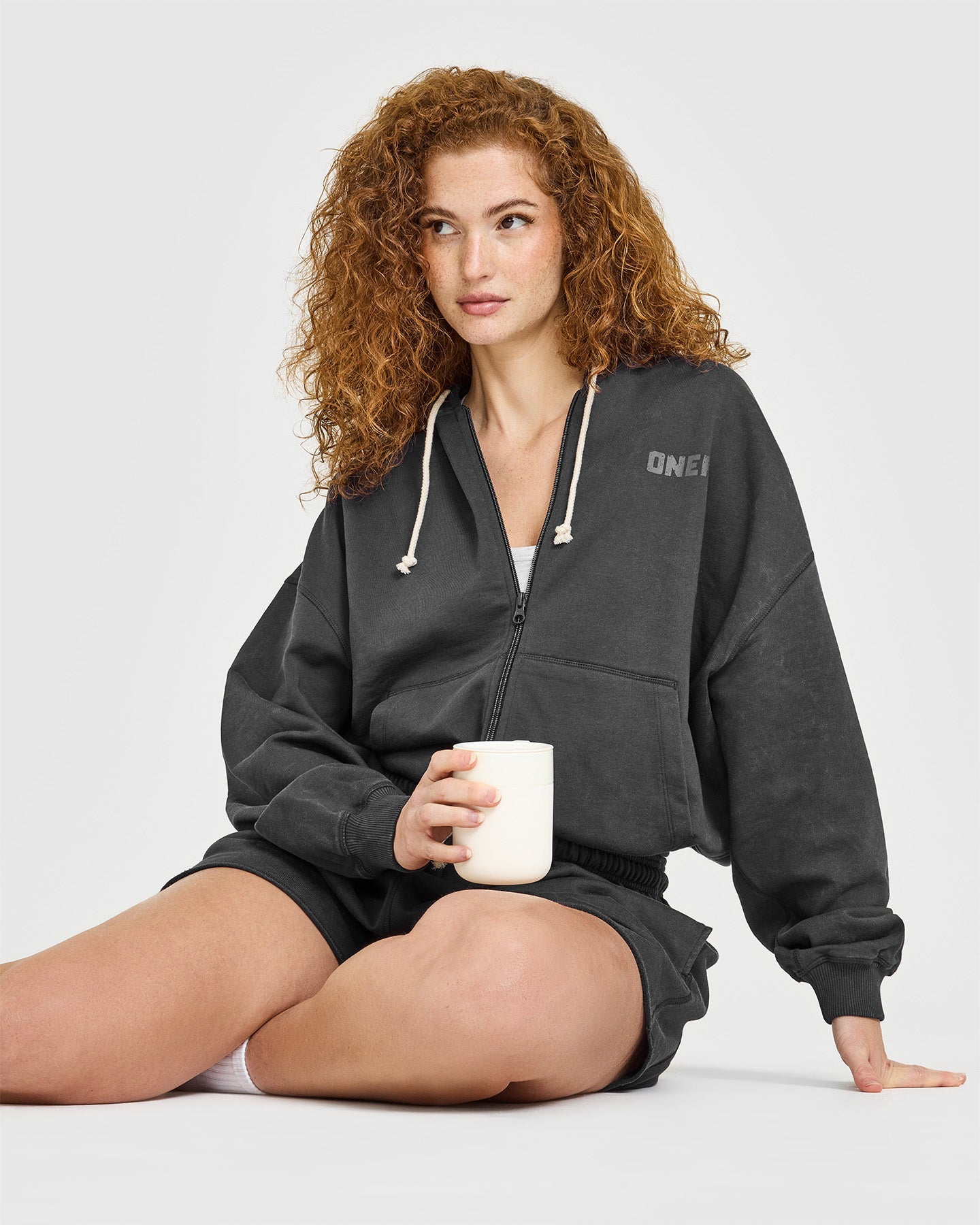 Raw Lounge Oversized Zip Hoodie | Washed Black - Image 6