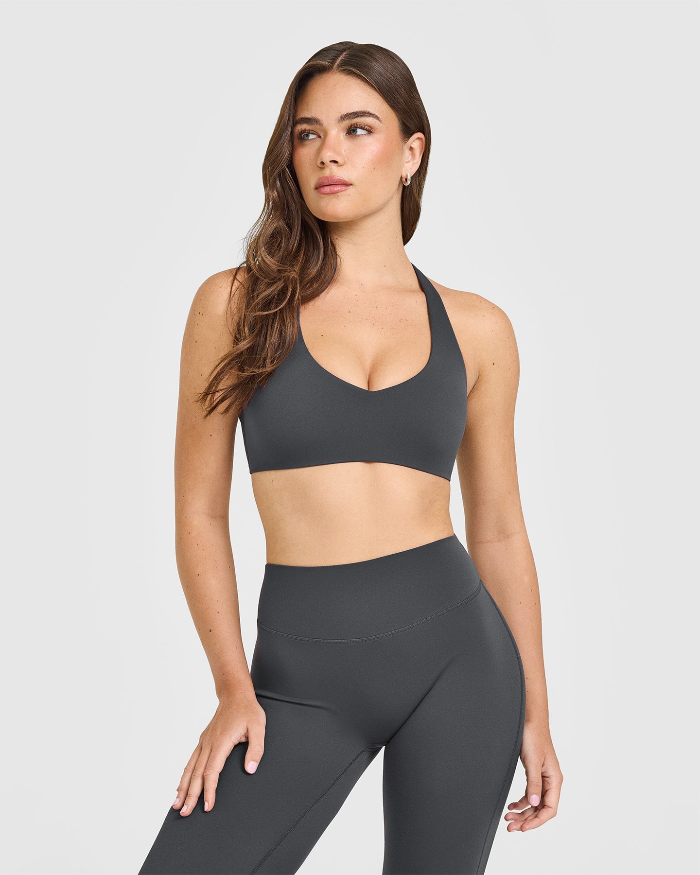 SoftMotion Bralette with White Logo | Coal