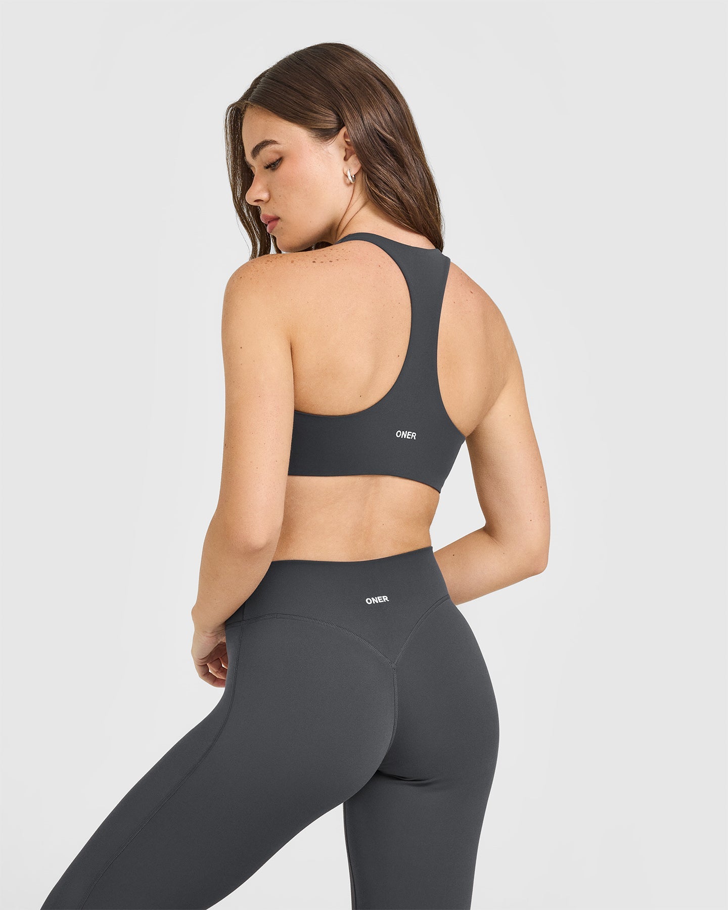 Alternative view of SoftMotion Bralette with White Logo | Coal