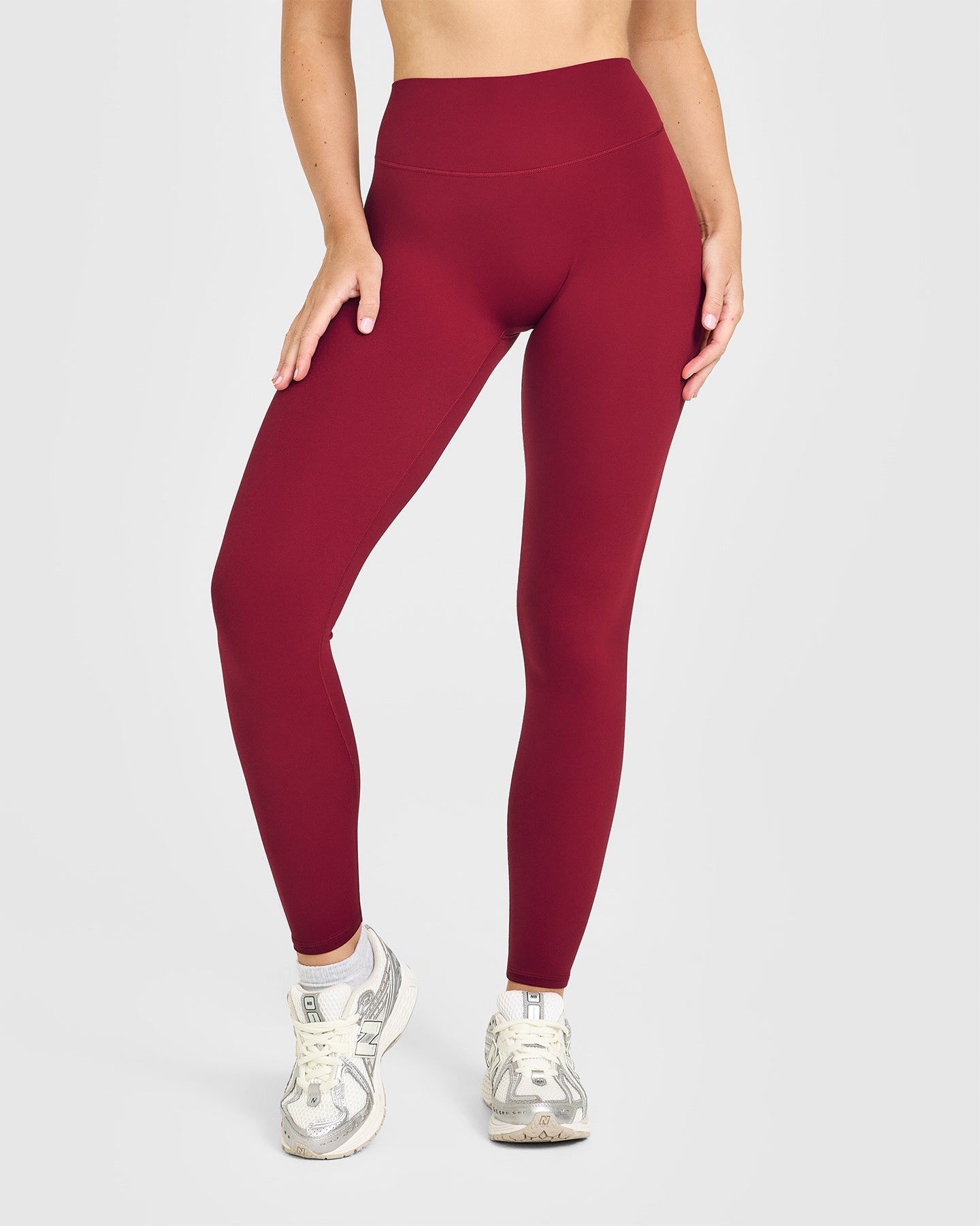 SoftMotion High Waisted Leggings with White Logo | Ruby Red - Image 6
