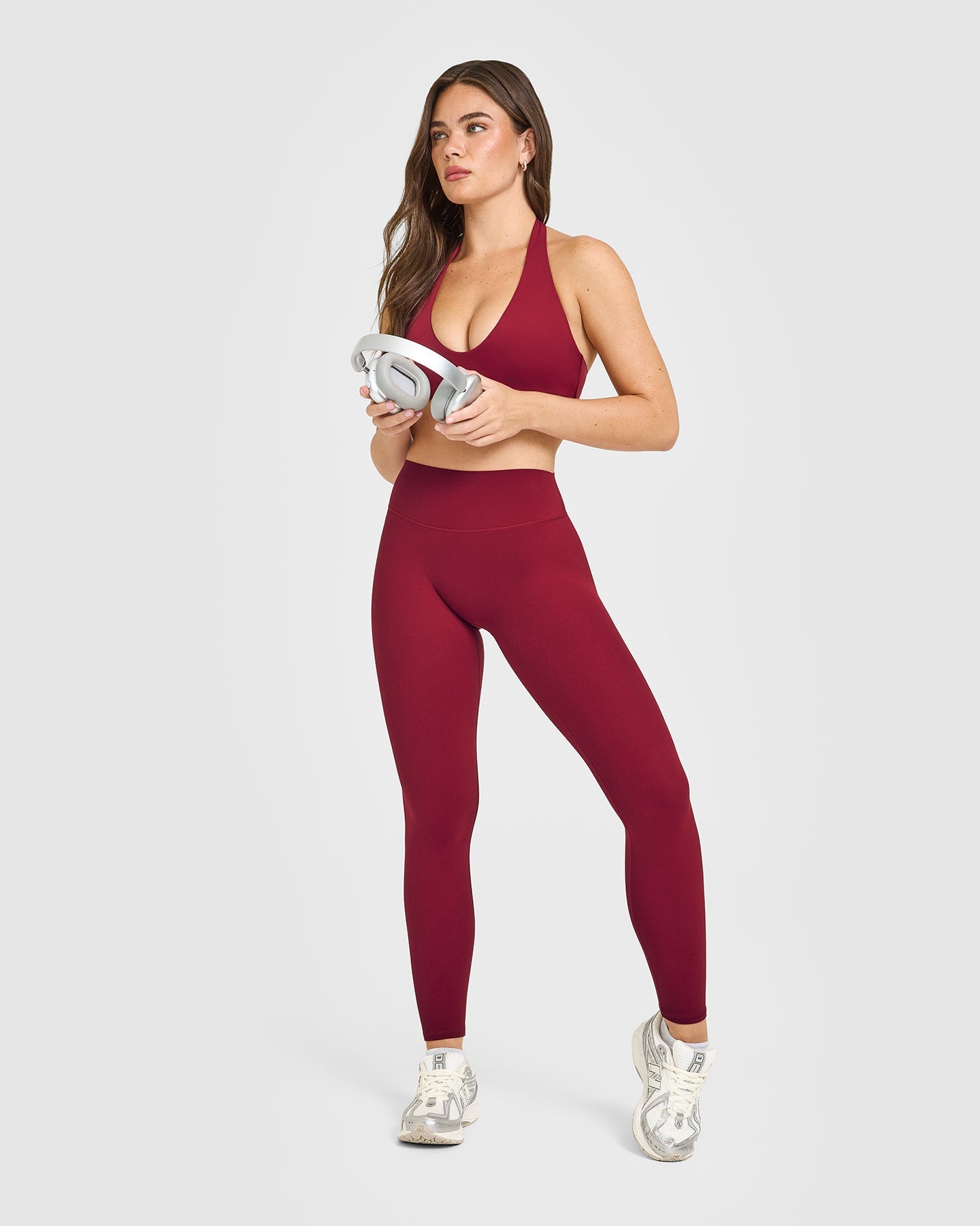 SoftMotion High Waisted Leggings with White Logo | Ruby Red - Image 3