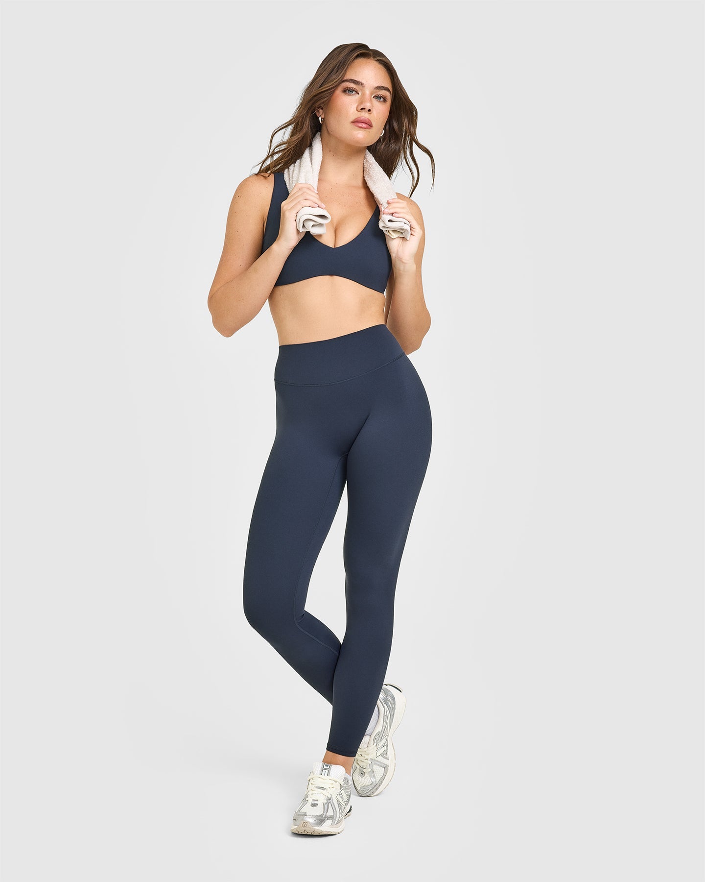 SoftMotion High Waisted Leggings with White Logo | True Blue - Image 3