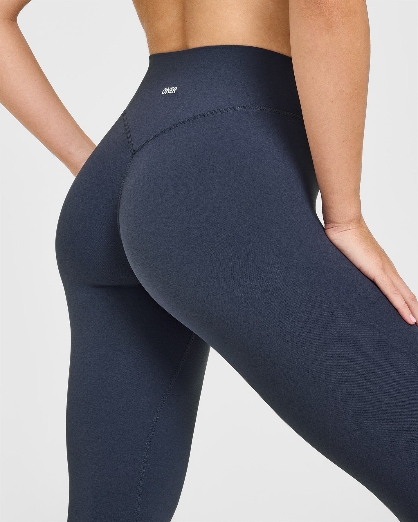 Alternative view of SoftMotion High Waisted Leggings with White Logo | True Blue