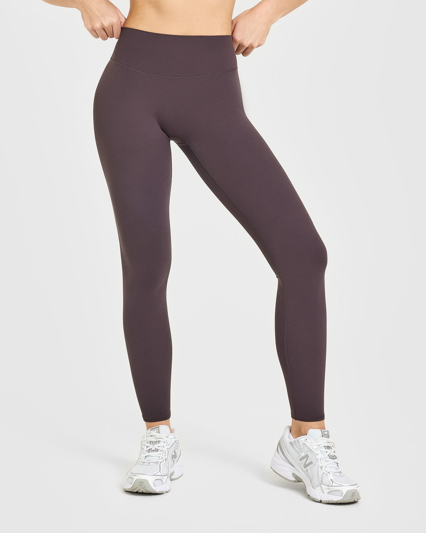 SoftMotion High Waisted Leggings with White Logo | Dark Umber Brown - Image 6