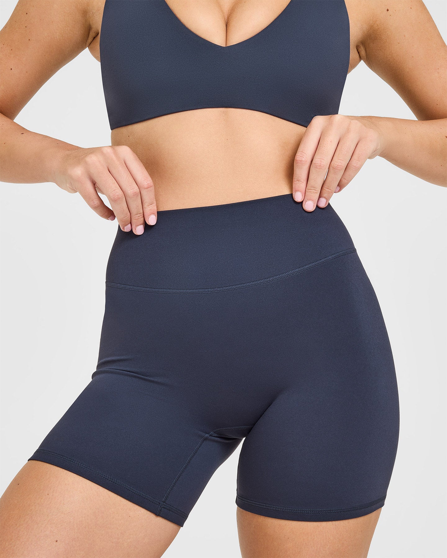 SoftMotion High Waisted Shorts 6" with White Logo | True Blue - Image 5