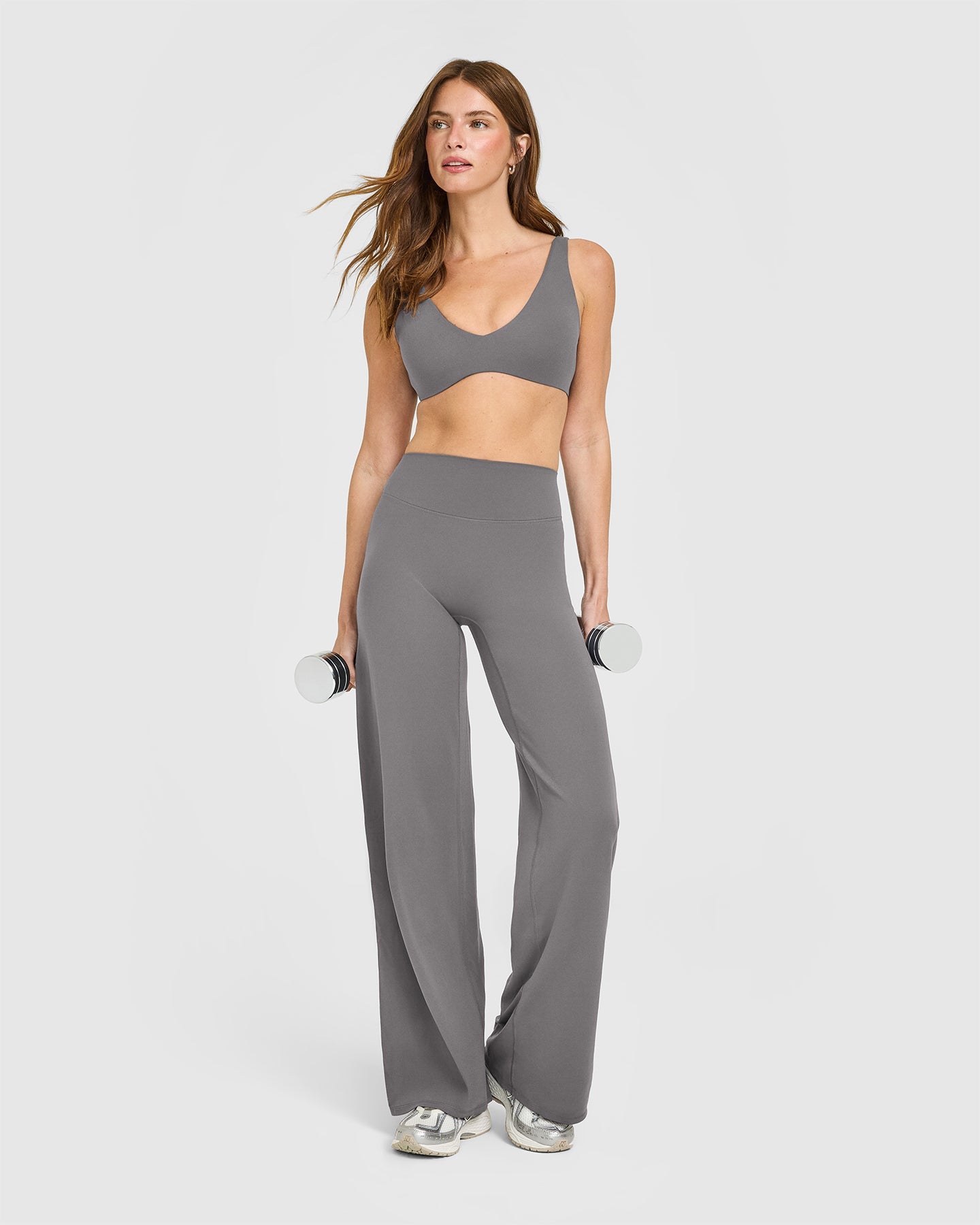 SoftMotion Scoop Back Bralette with White Logo | Ash Grey - Image 3