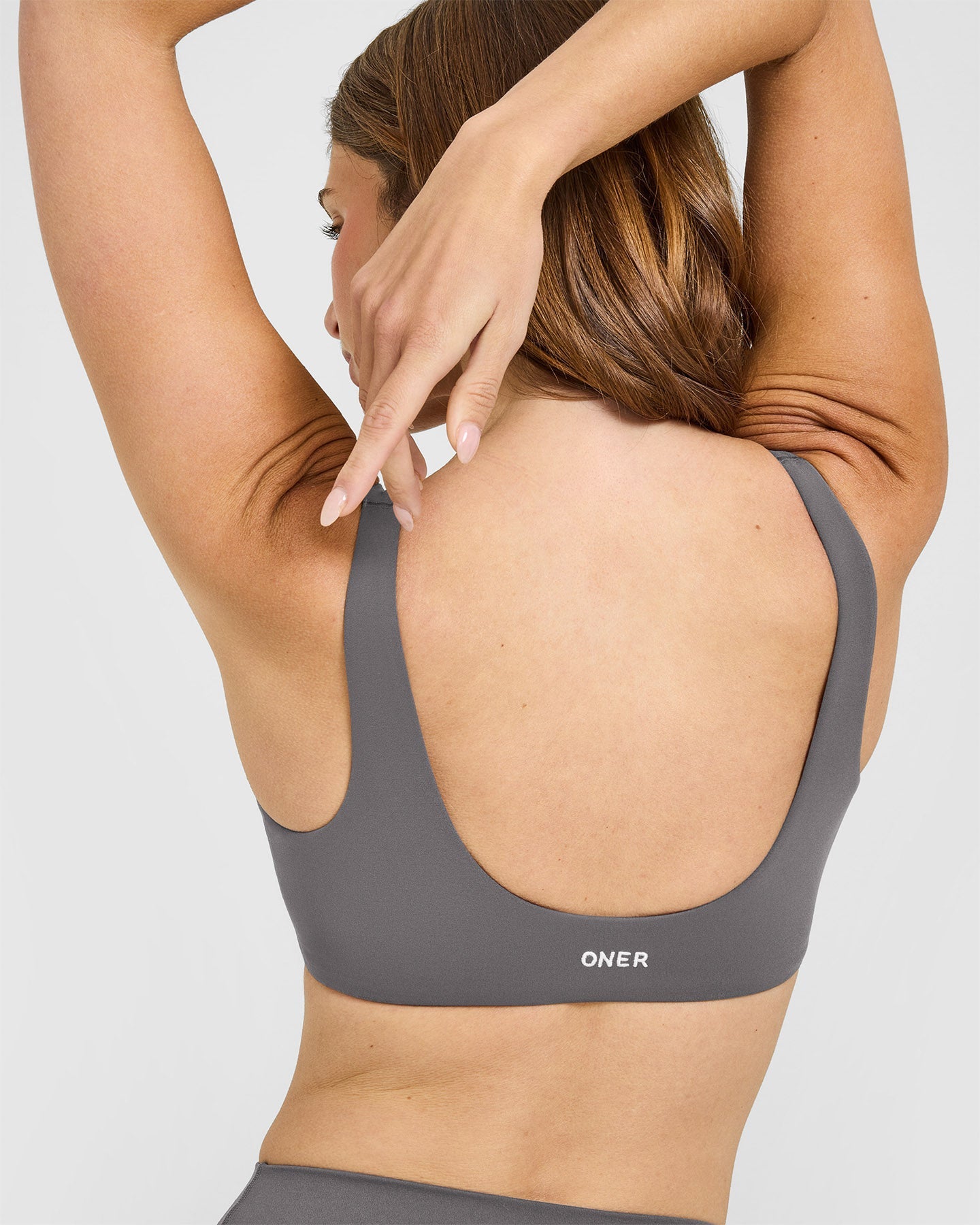 SoftMotion Scoop Back Bralette with White Logo | Ash Grey - Image 4