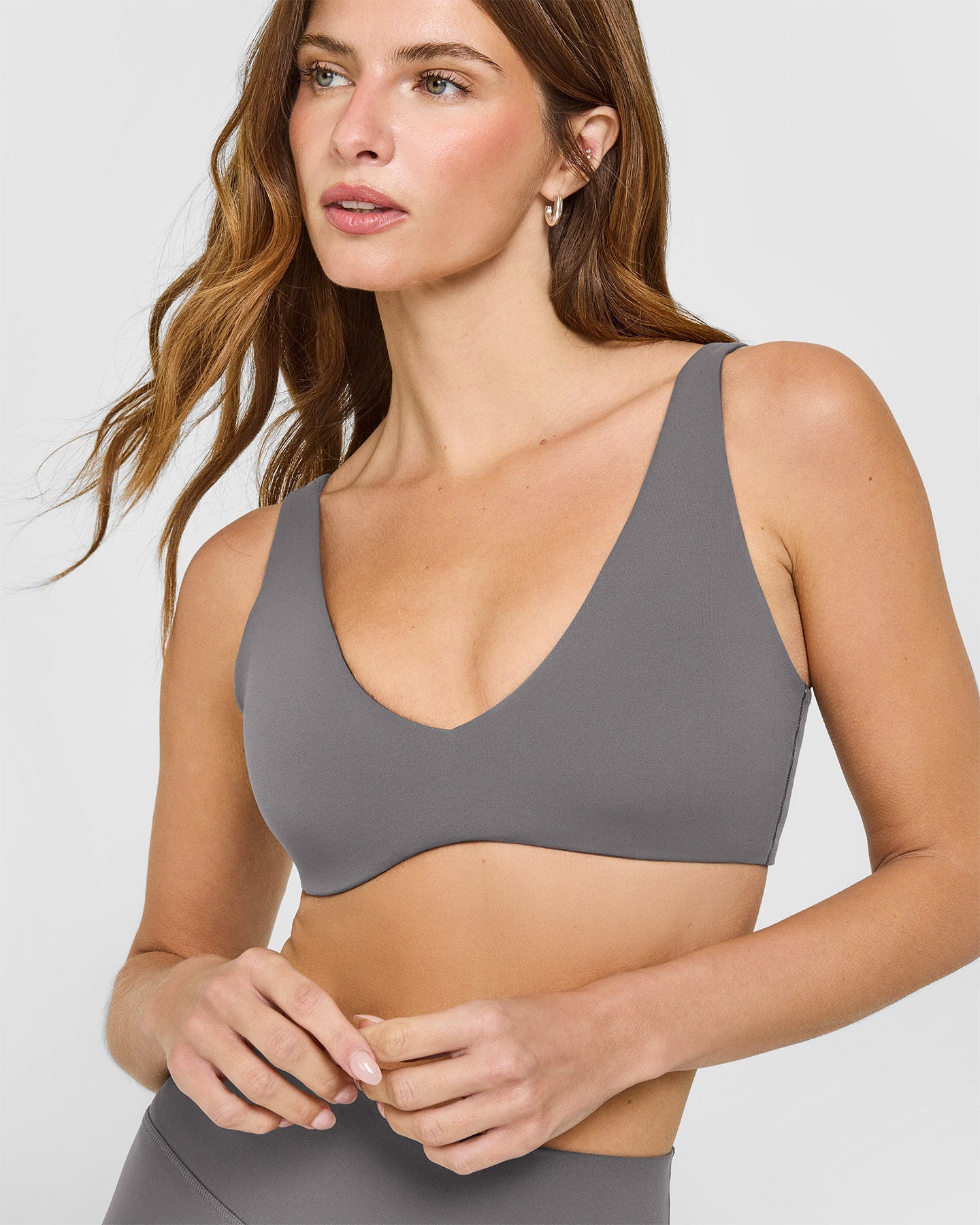 SoftMotion Scoop Back Bralette with White Logo | Ash Grey - Image 5