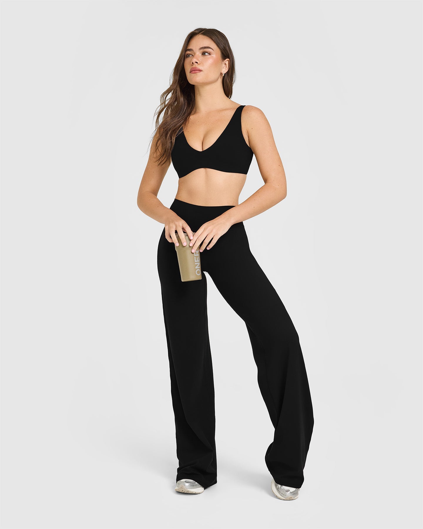 SoftMotion Scoop Back Bralette with White Logo | Black - Image 3