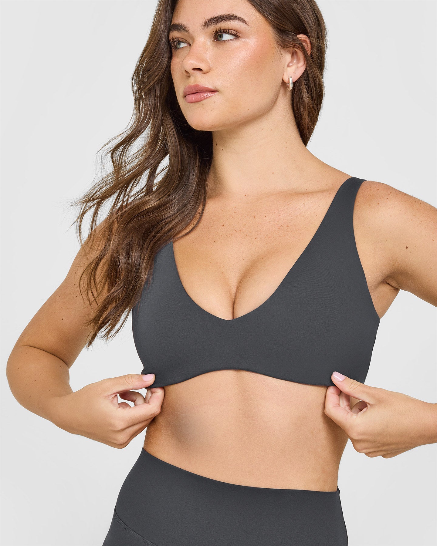 SoftMotion Scoop Back Bralette with White Logo | Coal - Image 4