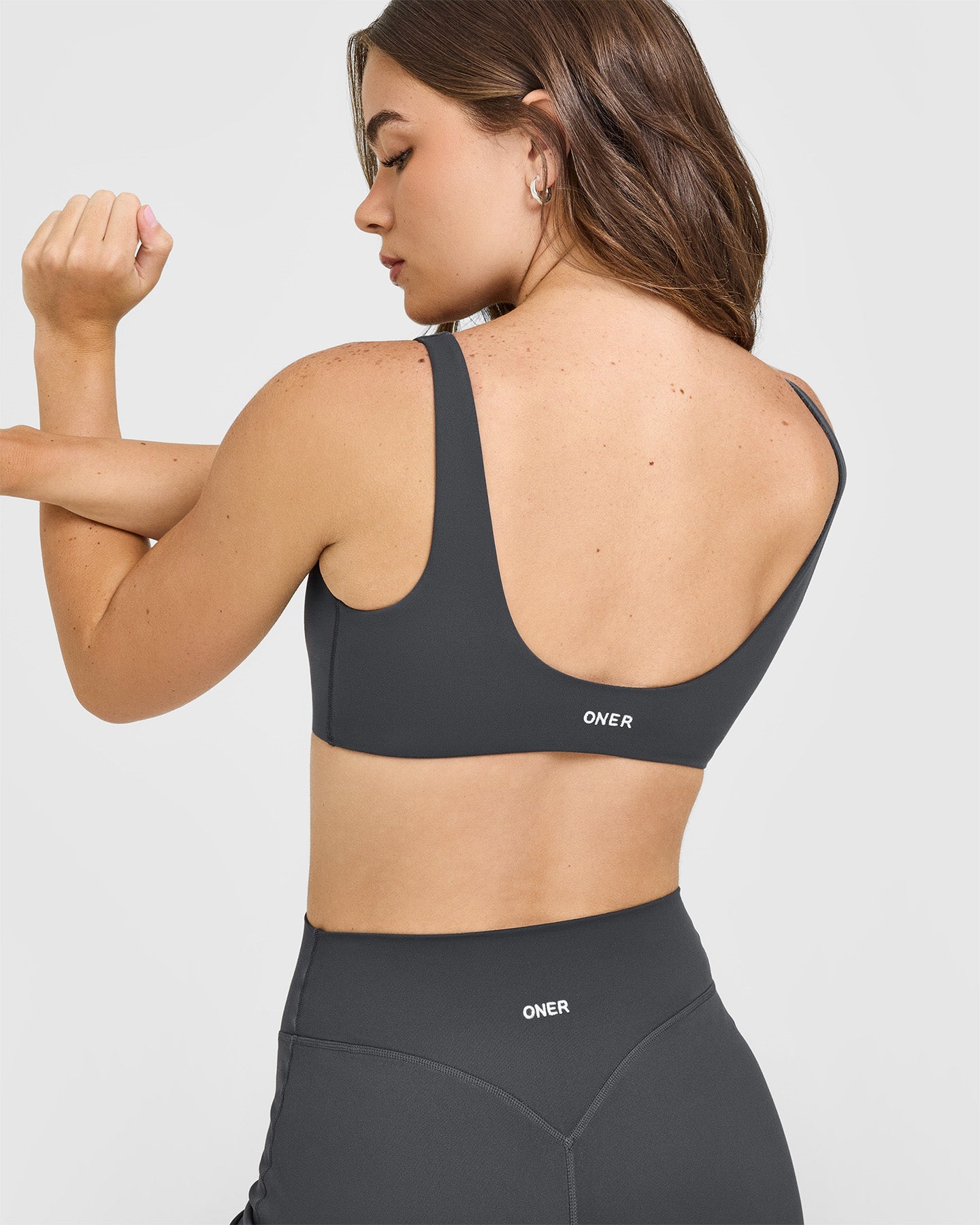 SoftMotion Scoop Back Bralette with White Logo | Coal - Image 5