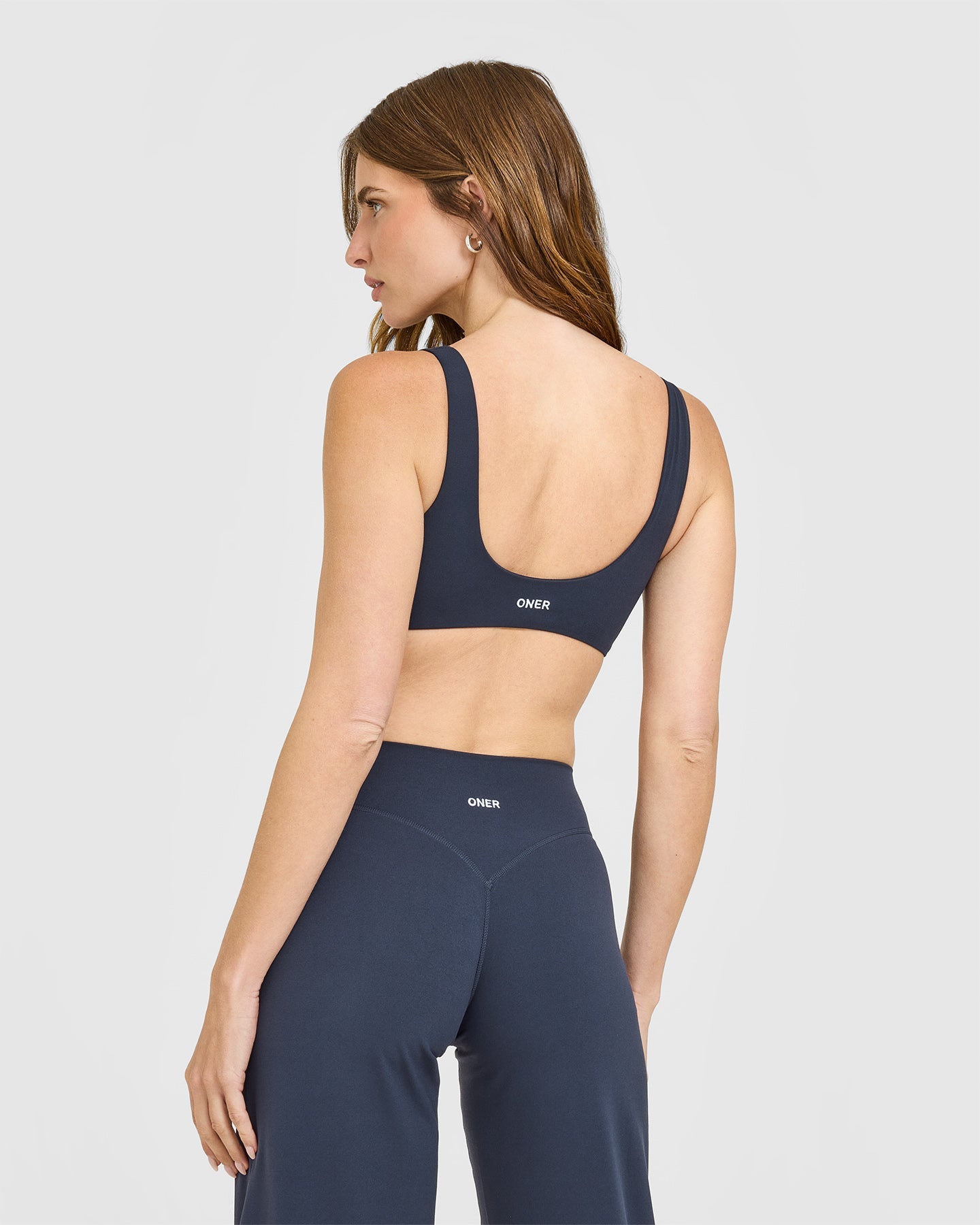 SoftMotion Scoop Back Bralette with White Logo | True Blue - Image 5