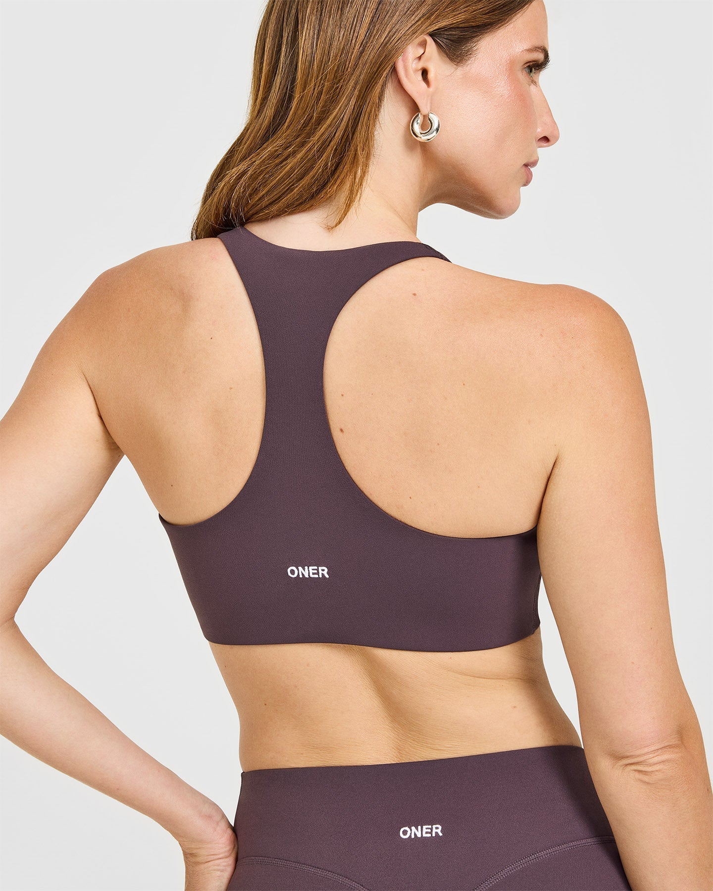SoftMotion Sports Bra with White Logo | Dark Umber Brown - Image 6