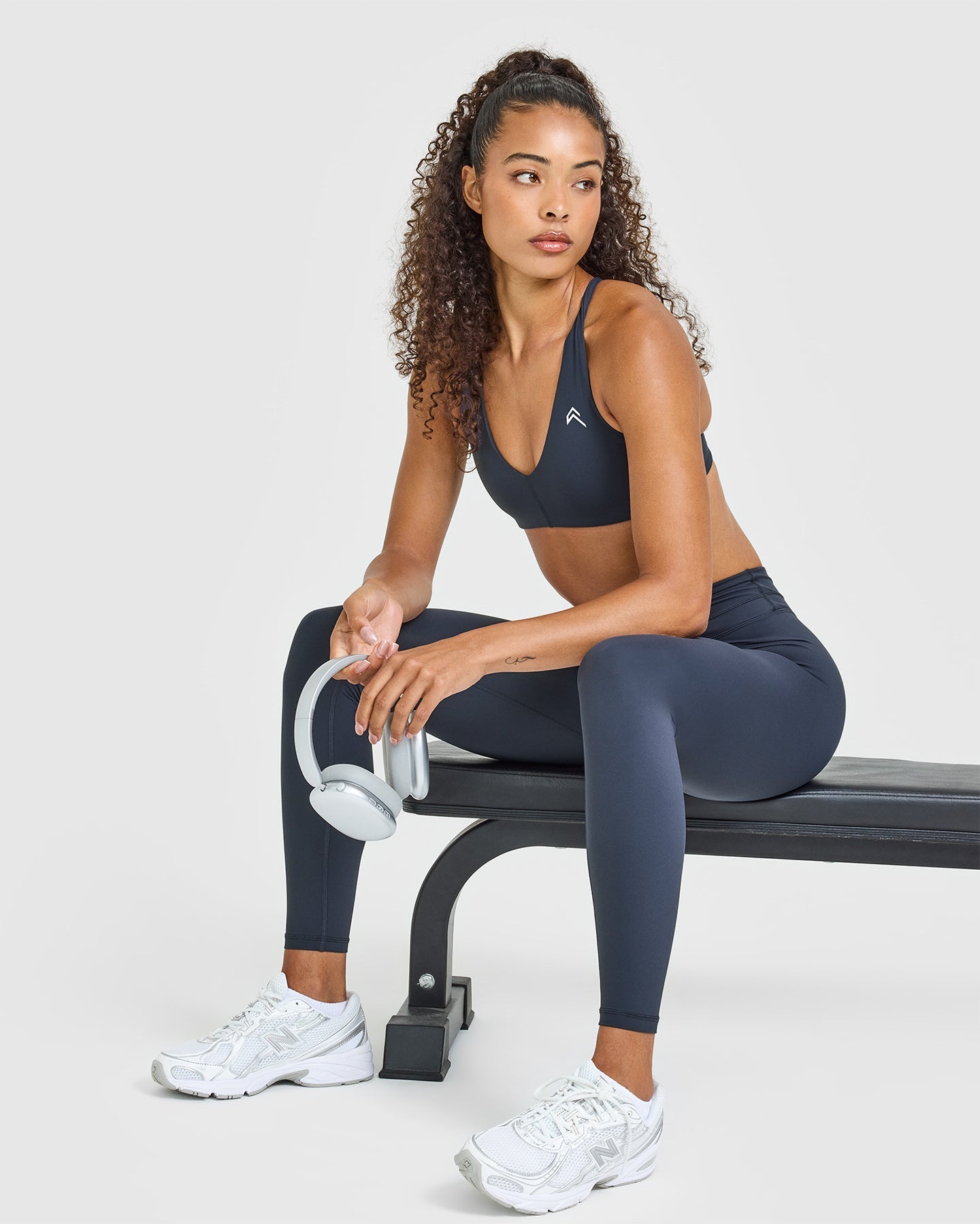 UnifiedMove High Waisted Leggings White Logo | True Blue - Image 3