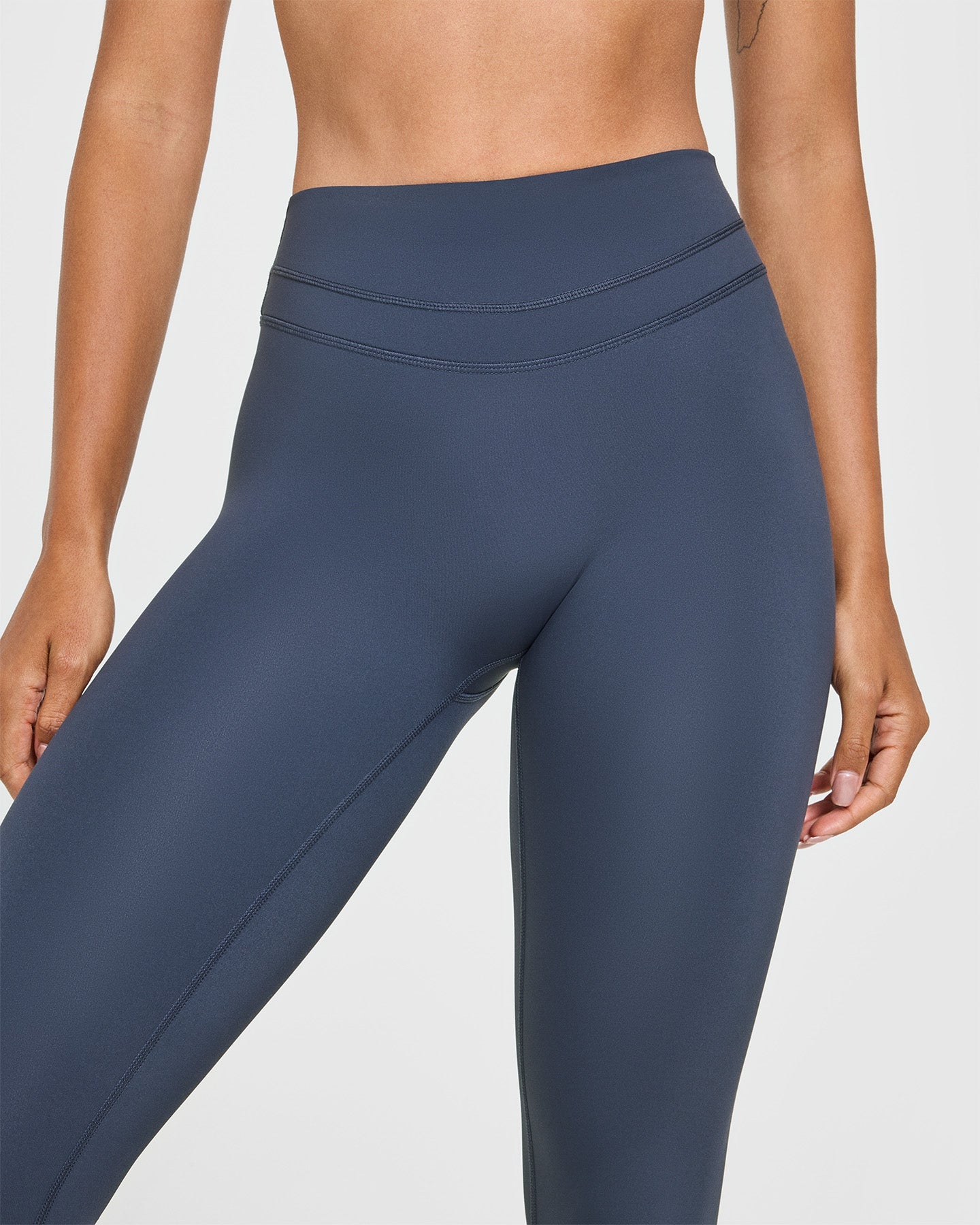 UnifiedMove High Waisted Leggings White Logo | True Blue - Image 5