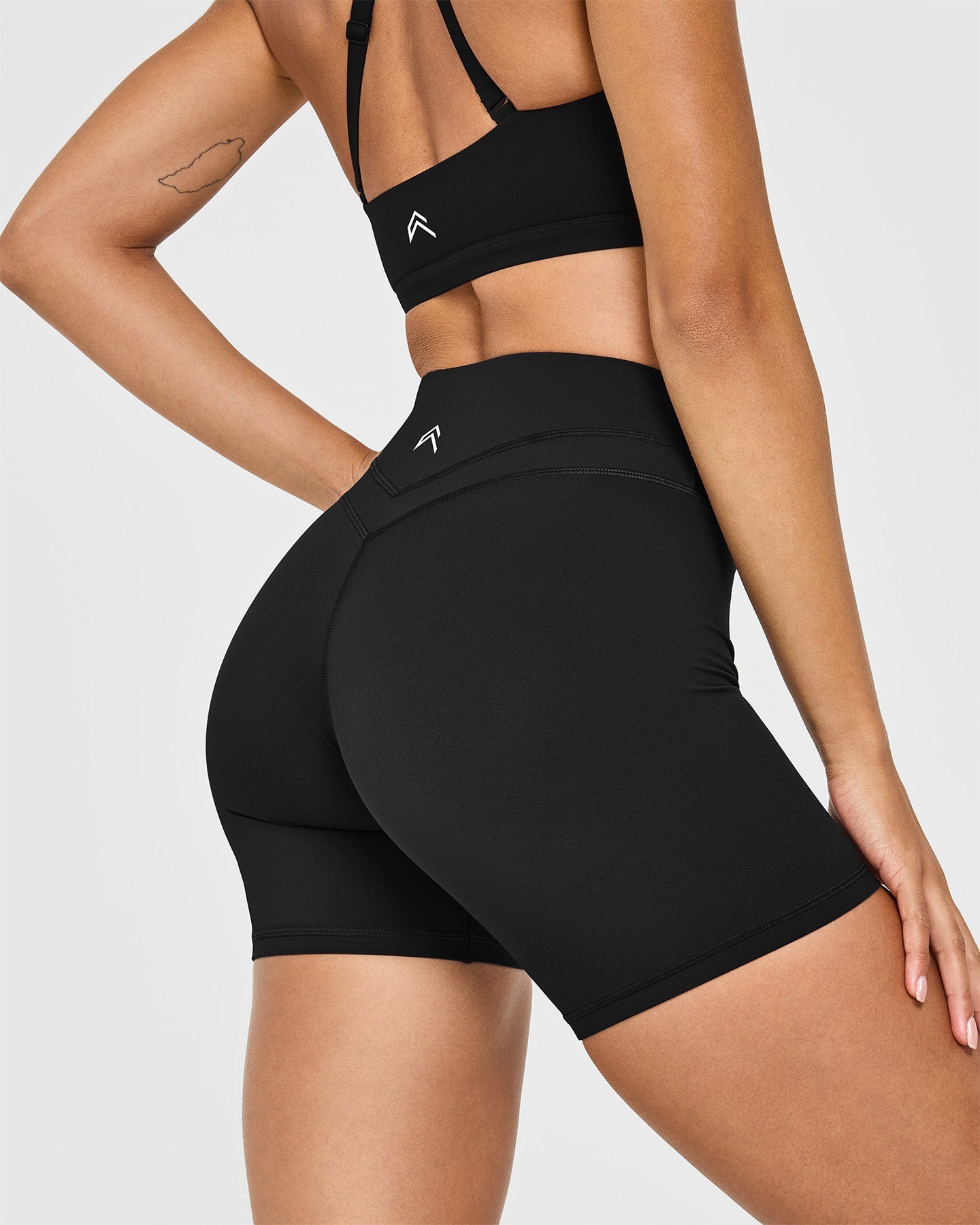 UnifiedMove High Waisted Shorts White Logo 6" | Black - Image 4