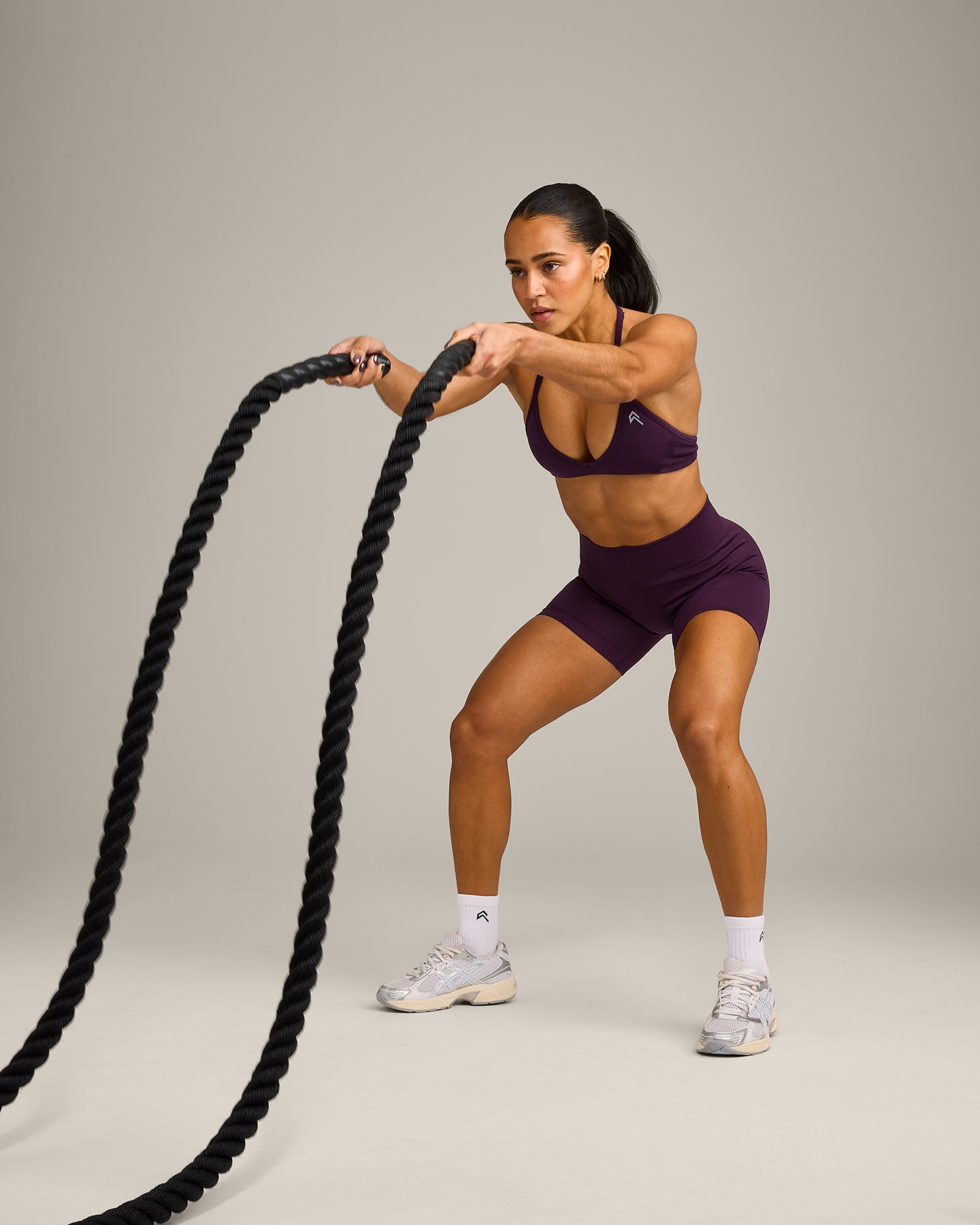 EnhanceLift Seamless Shorts with Grey Logo | Blackberry Purple - Image 3