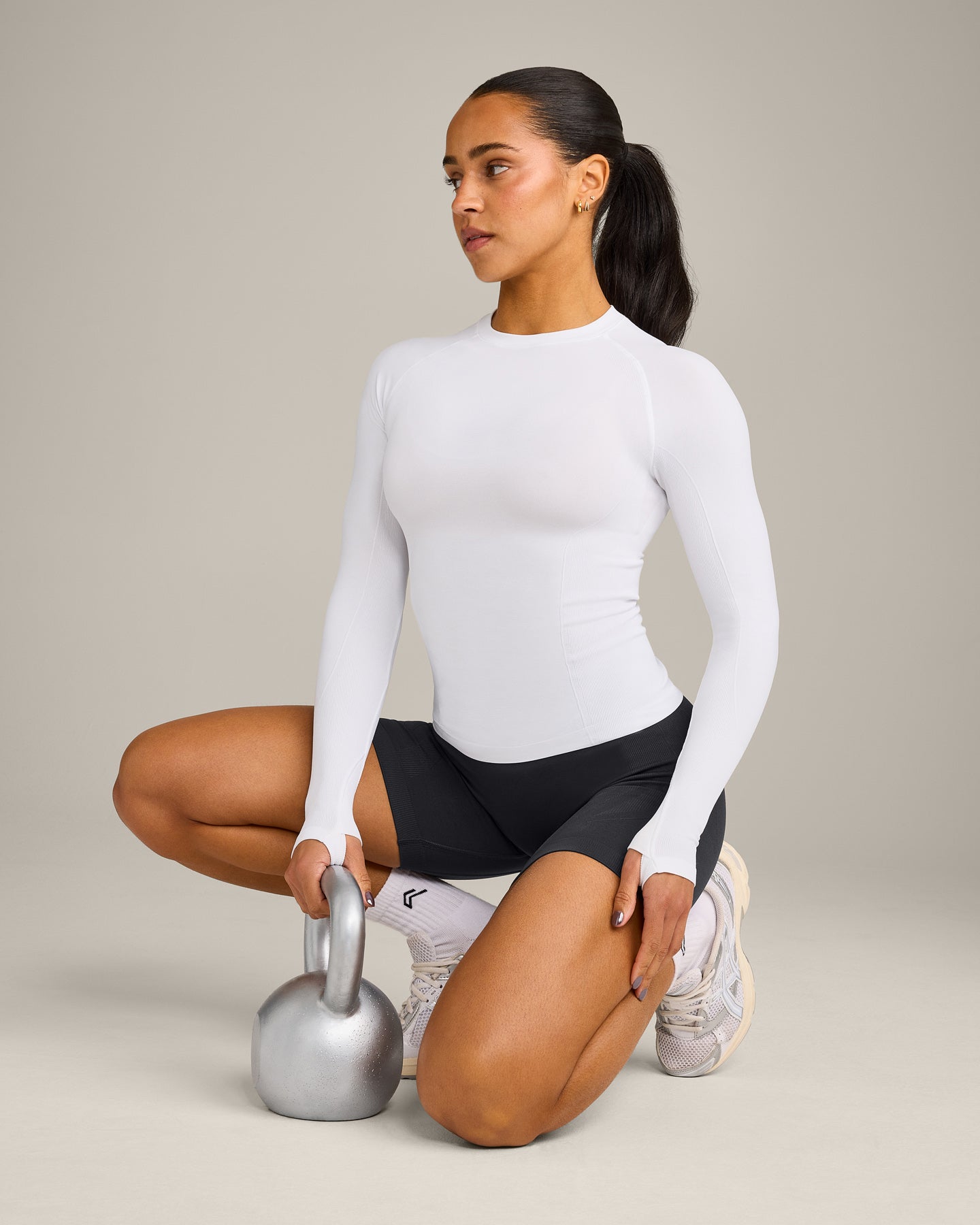 Oner Seamless Fitted Long Sleeve Regular Top | White - Image 6