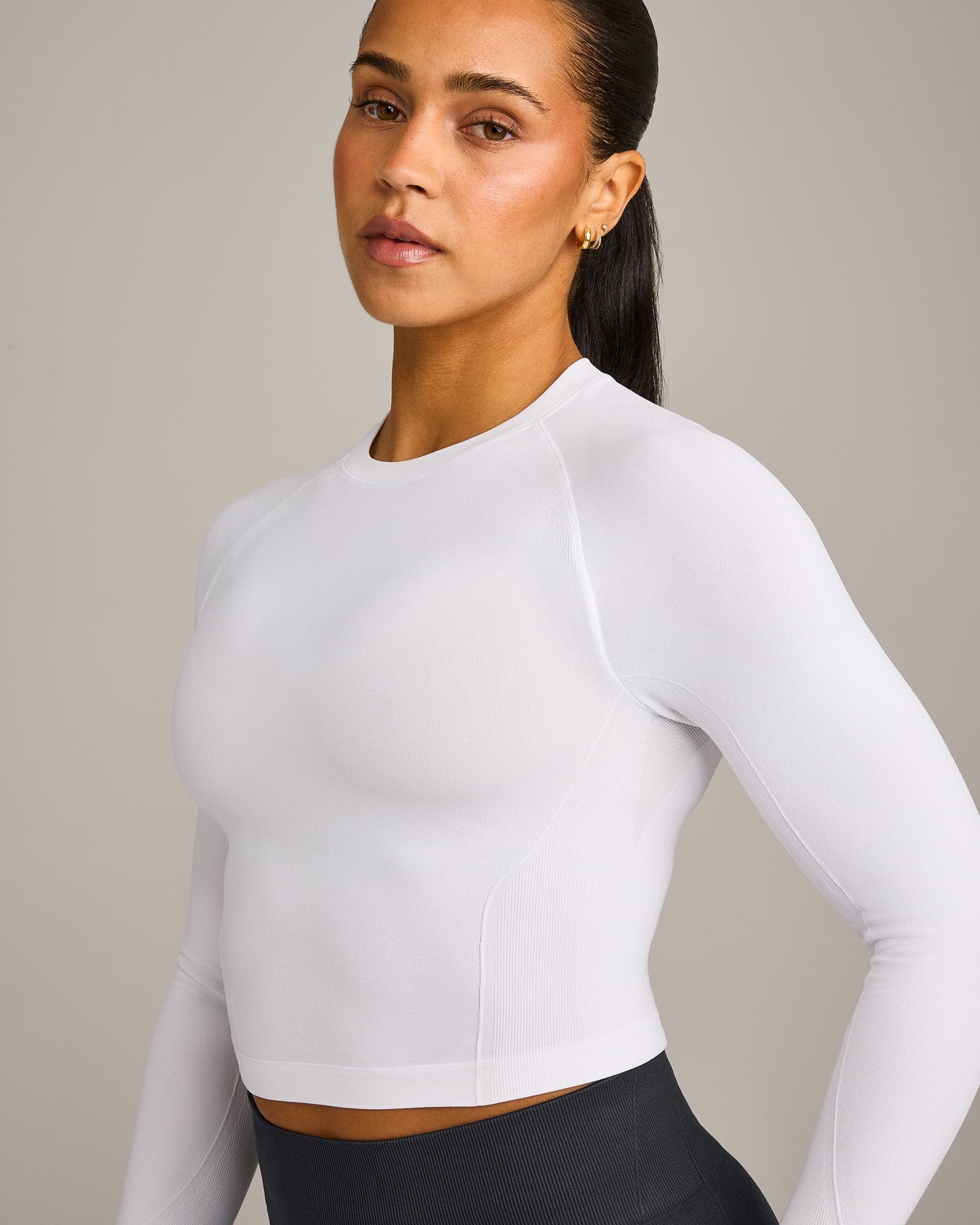 Oner Seamless Fitted Long Sleeve Mid Top | White - Image 5