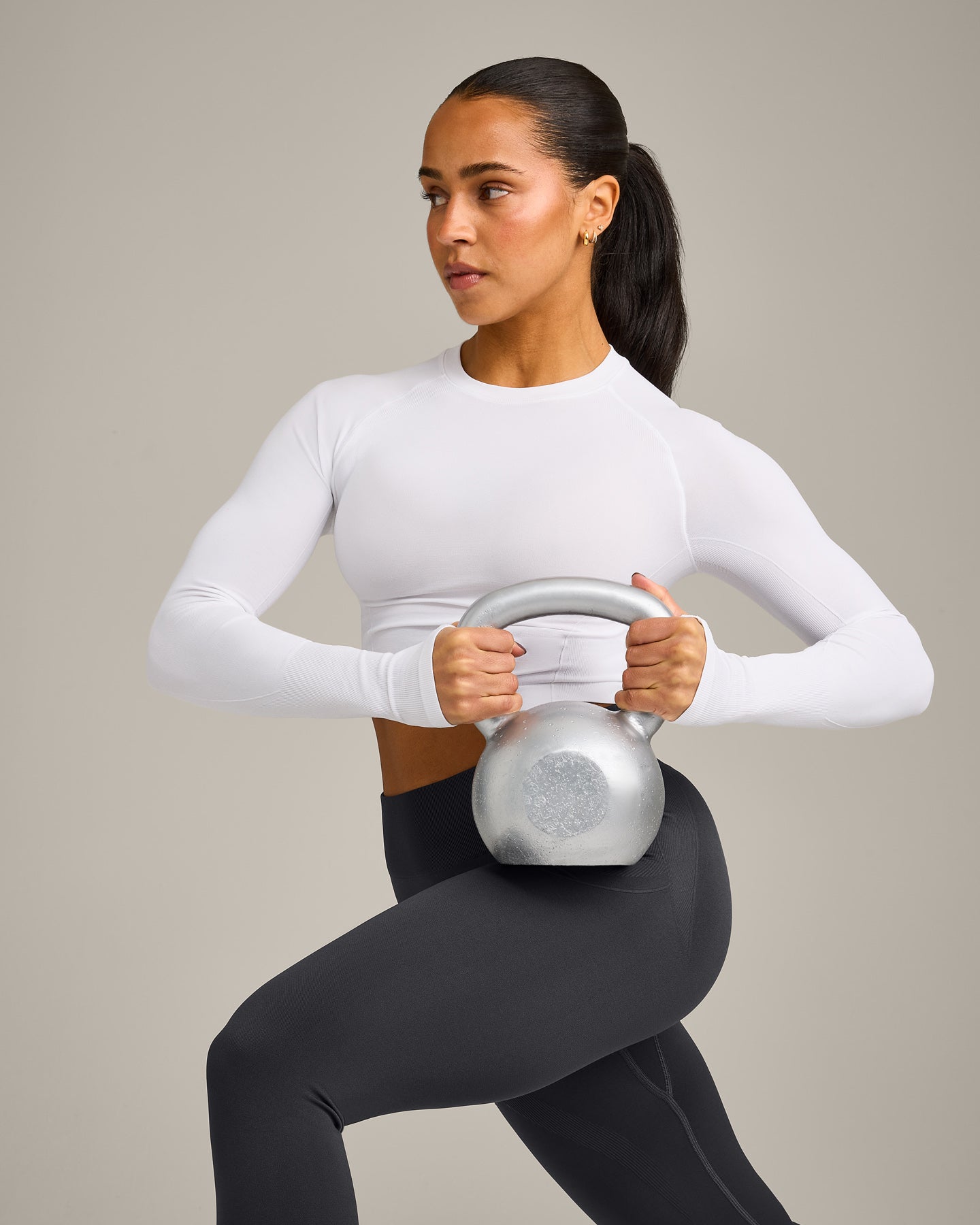 Oner Seamless Fitted Long Sleeve Mid Top | White - Image 6