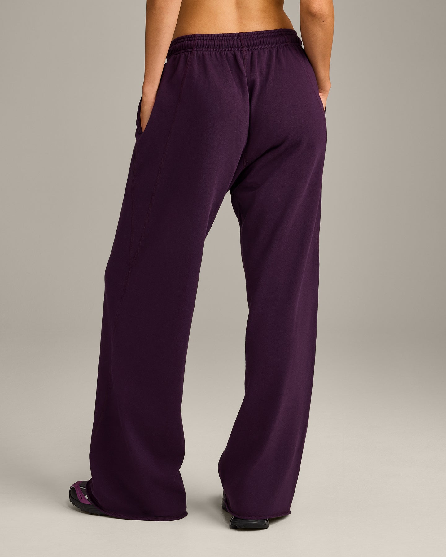 Alternative view of Raw Cut Lounge Wide Leg Joggers | Washed Blackberry Purple